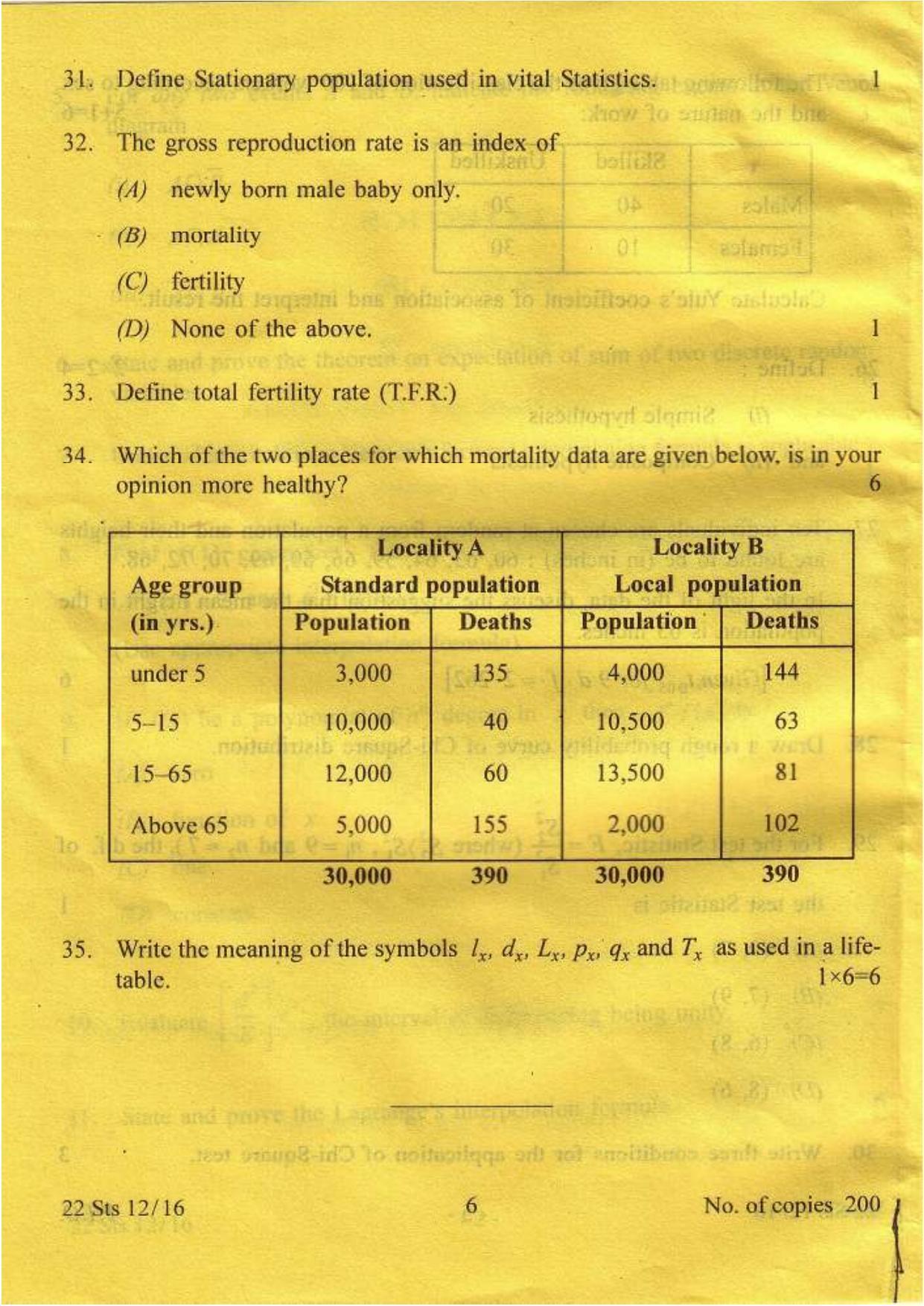COHSEM Class 12 Statistics 2016 Question Papers - Page 6