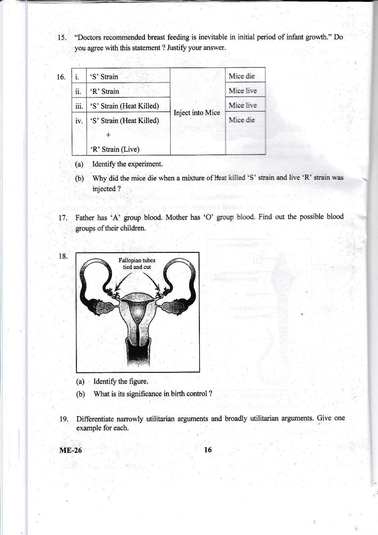 Kerala Plus Two 2021 Biology Model Question Paper - Page 16