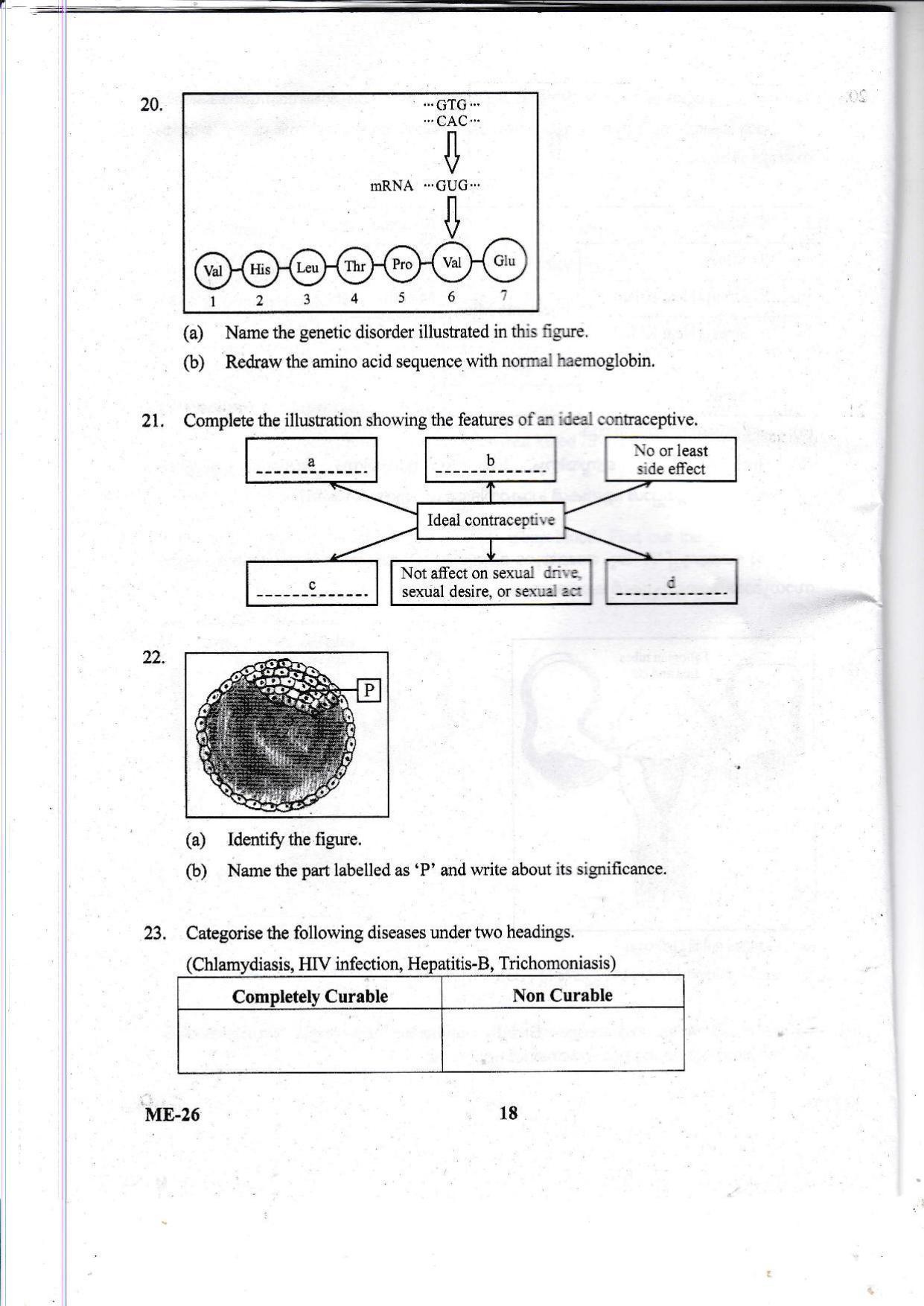 Kerala Plus Two 2021 Biology Model Question Paper - Page 18