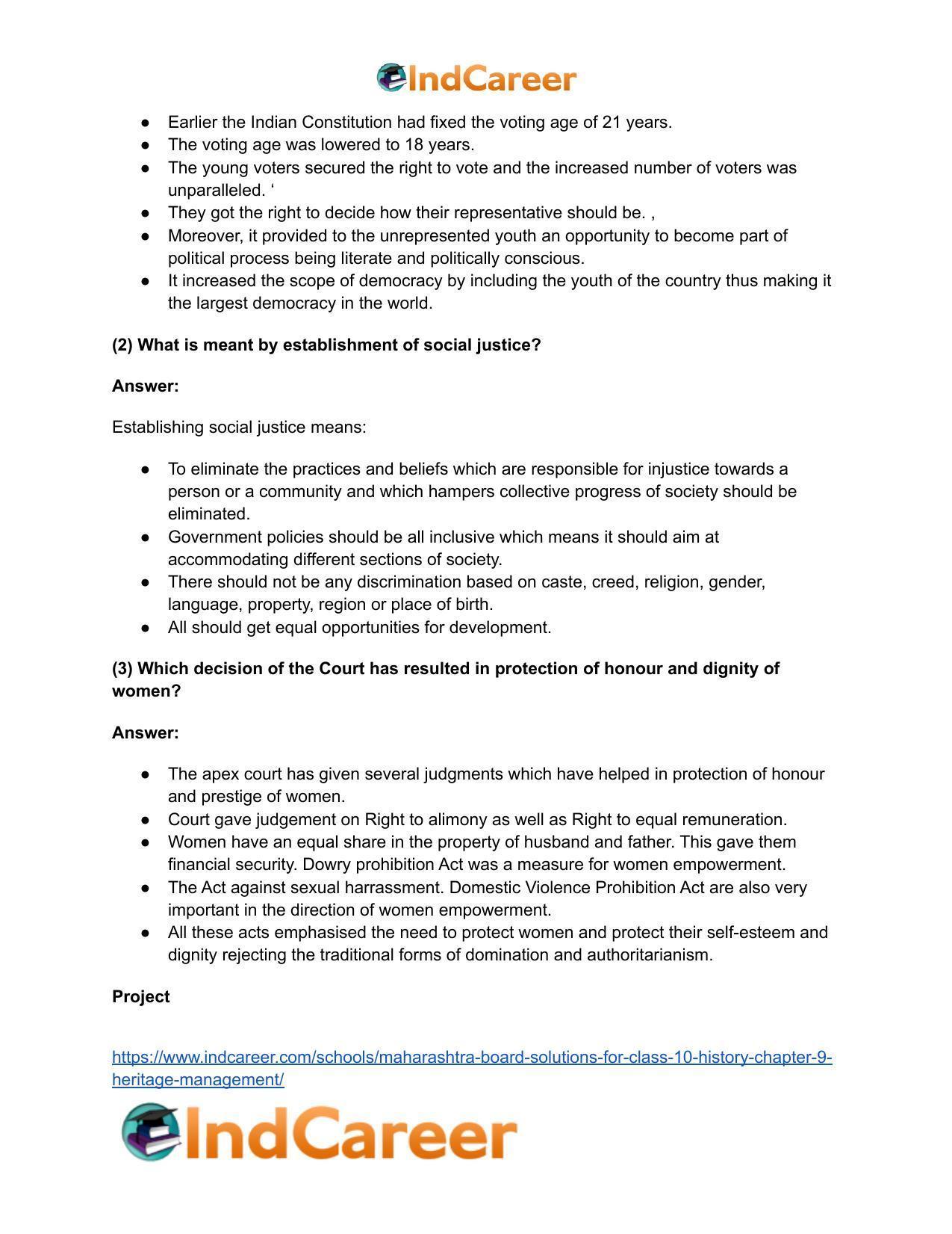 Maharashtra Board Solutions for Class 10- Political Science: Chapter 1- Working of the Constitution - Page 6