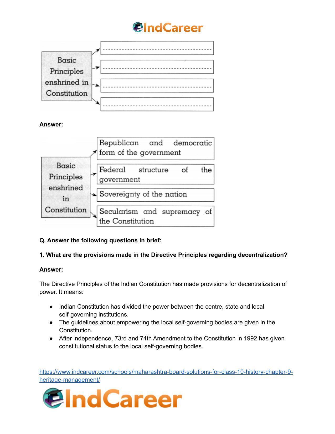 Maharashtra Board Solutions for Class 10- Political Science: Chapter 1- Working of the Constitution - Page 13