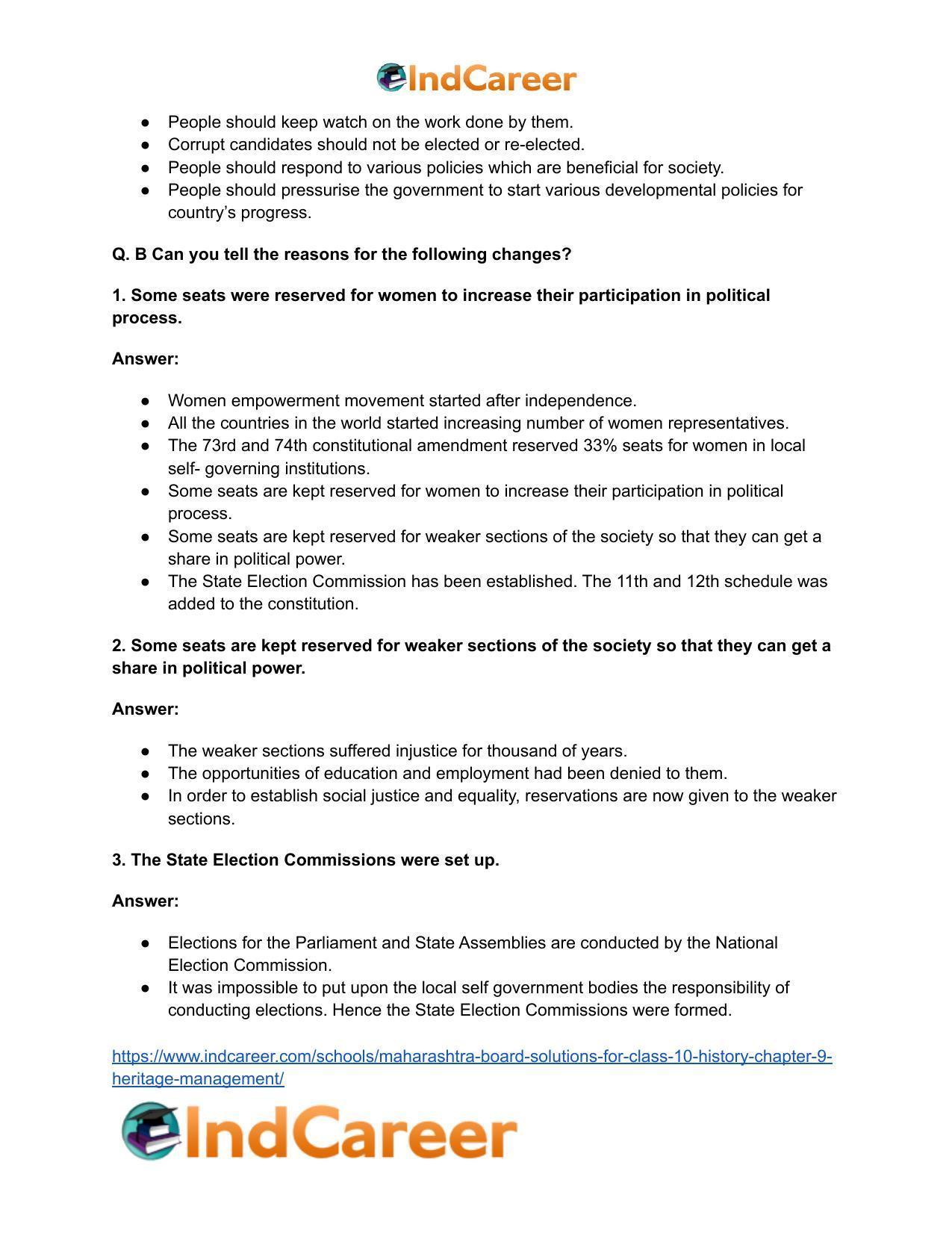 Maharashtra Board Solutions for Class 10- Political Science: Chapter 1- Working of the Constitution - Page 17