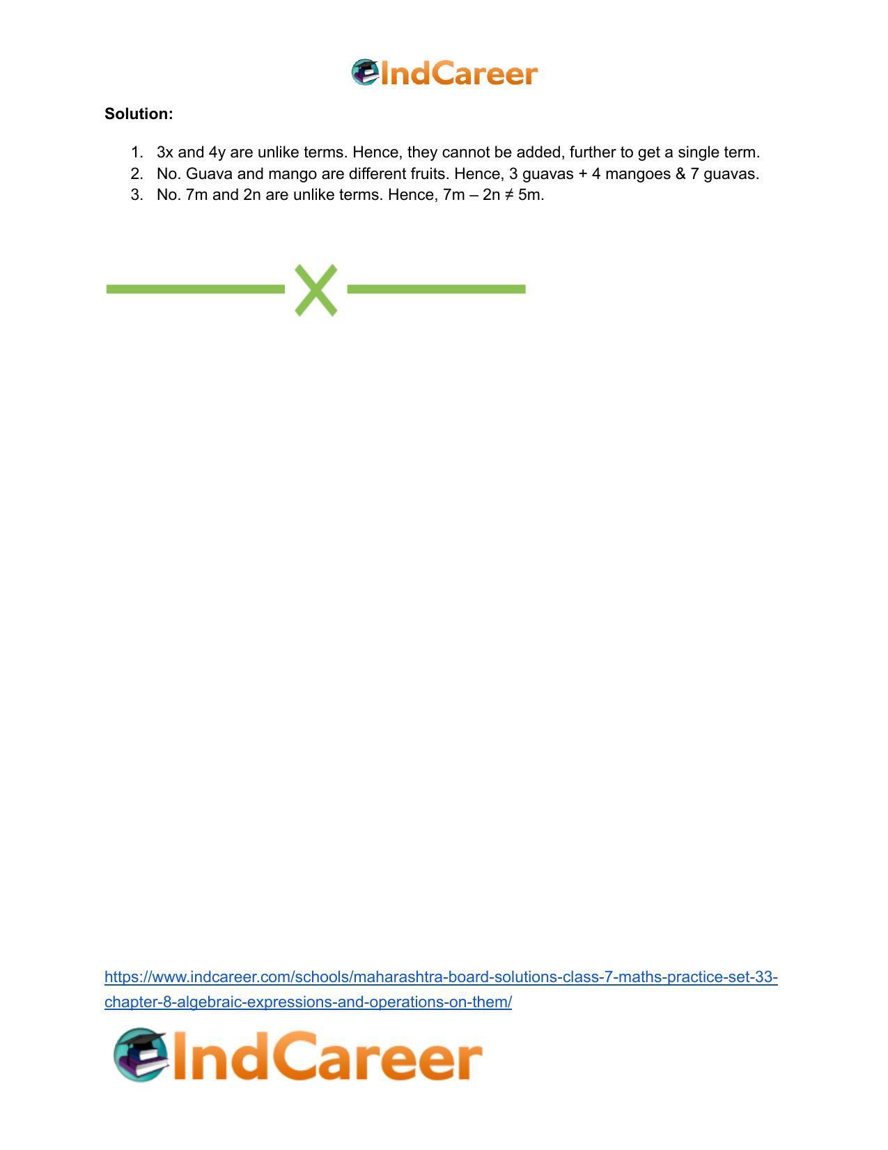 Maharashtra Board Solutions Class 7-Maths (Practice Set 33): Chapter 8- Algebraic Expressions and Operations on them - Page 4