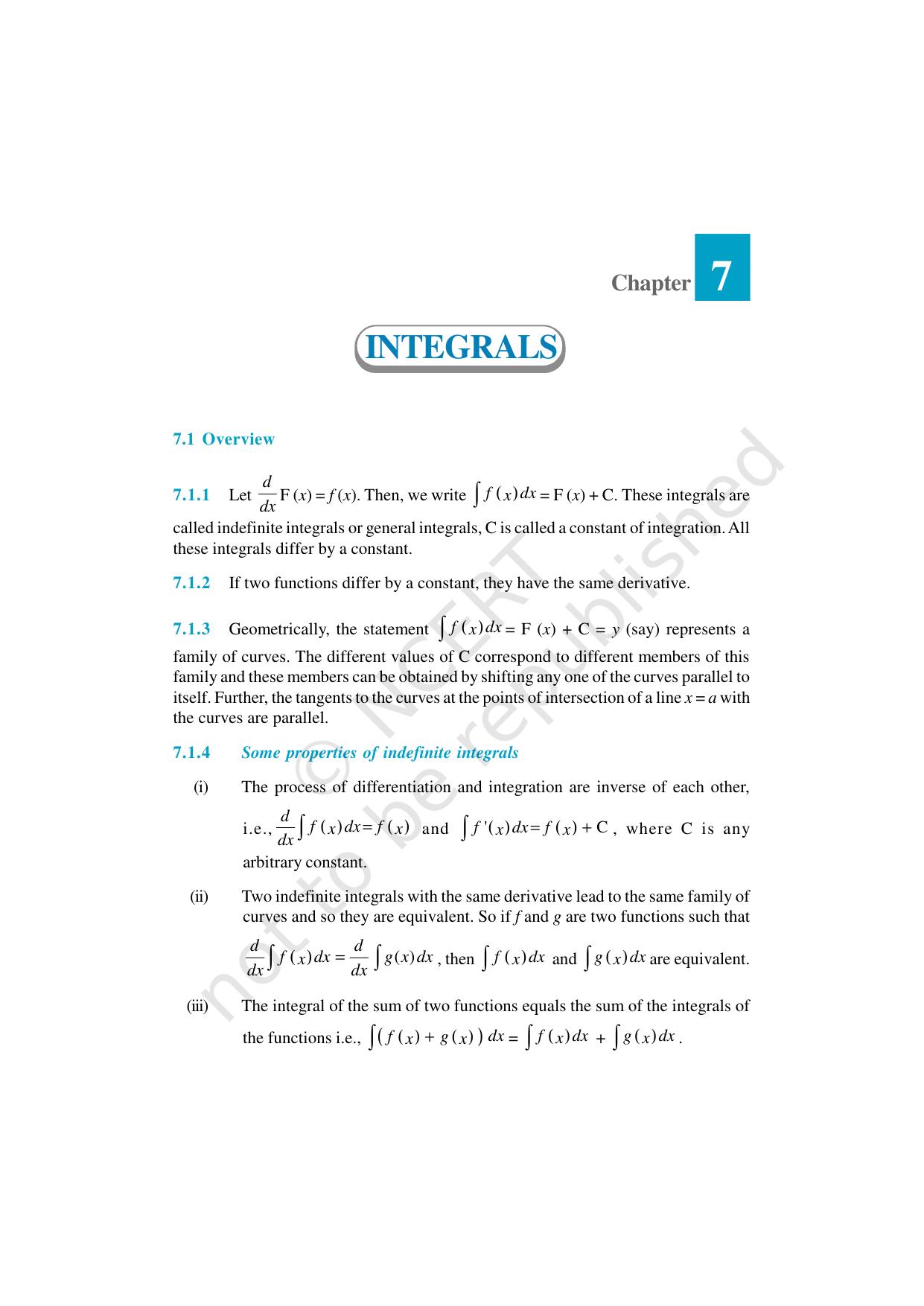 NCERT Exemplar Class 12: Mathematics Unit 7 (Integrals) - Page 1