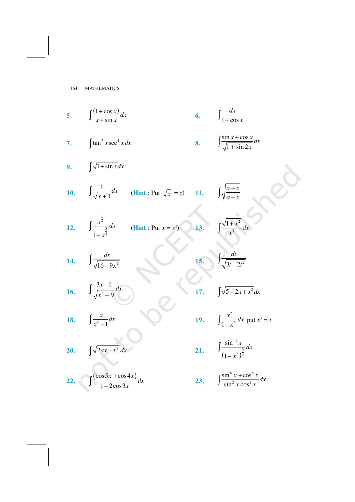 NCERT Exemplar Class 12: Mathematics Unit 7 (Integrals) - Page 22