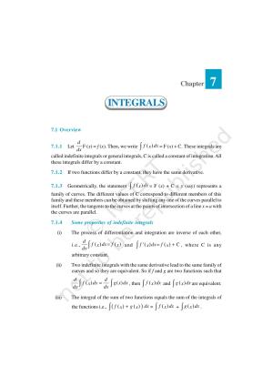 NCERT Exemplar Class 12: Mathematics Unit 7 (Integrals)