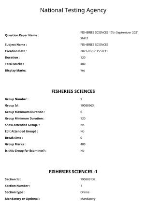 ICAR AIEEA PG 2021 FISHERIES SCIENCES Question Paper
