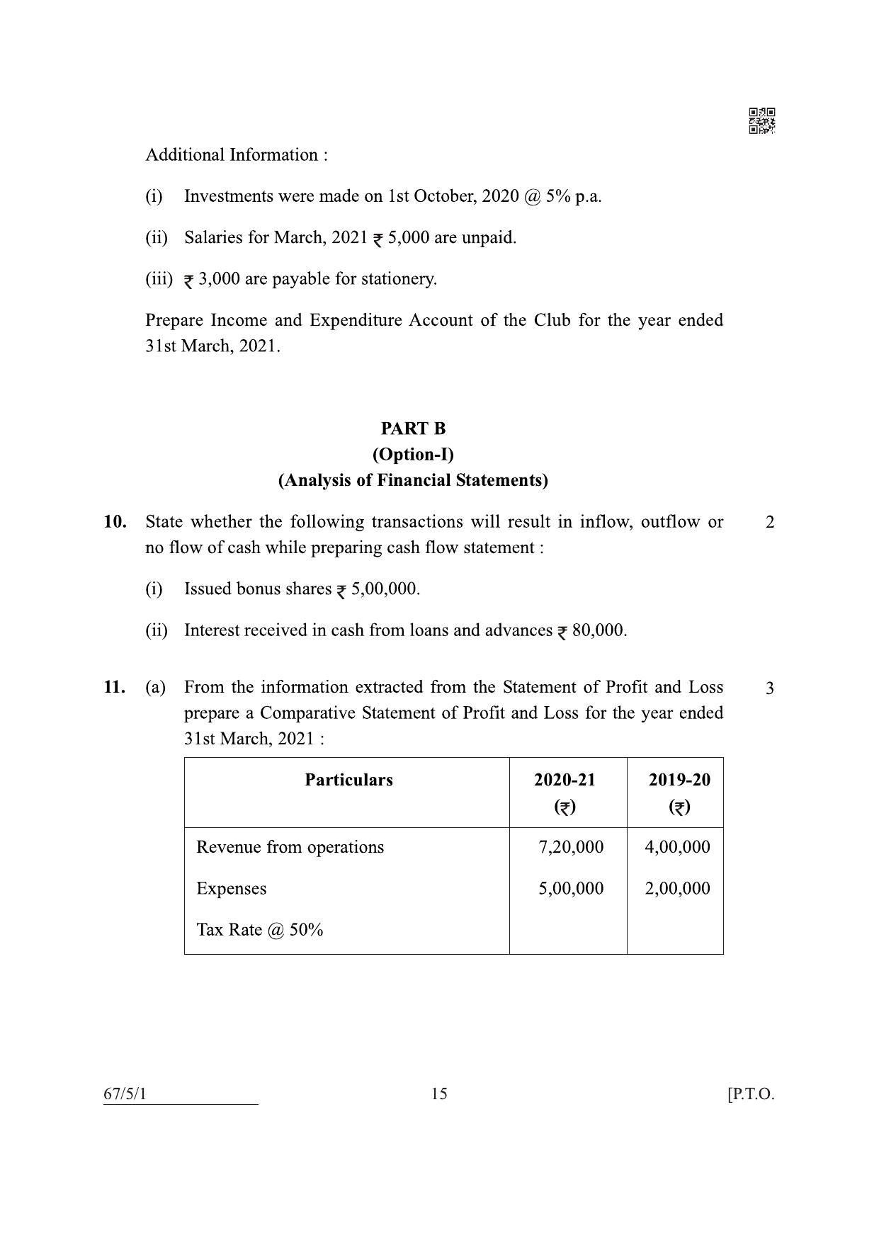 CBSE Class 12 67-5-1 Accountancy 2022 Question Paper - Page 15