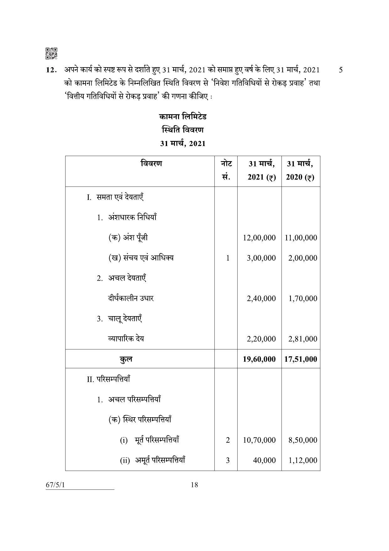CBSE Class 12 67-5-1 Accountancy 2022 Question Paper - Page 18