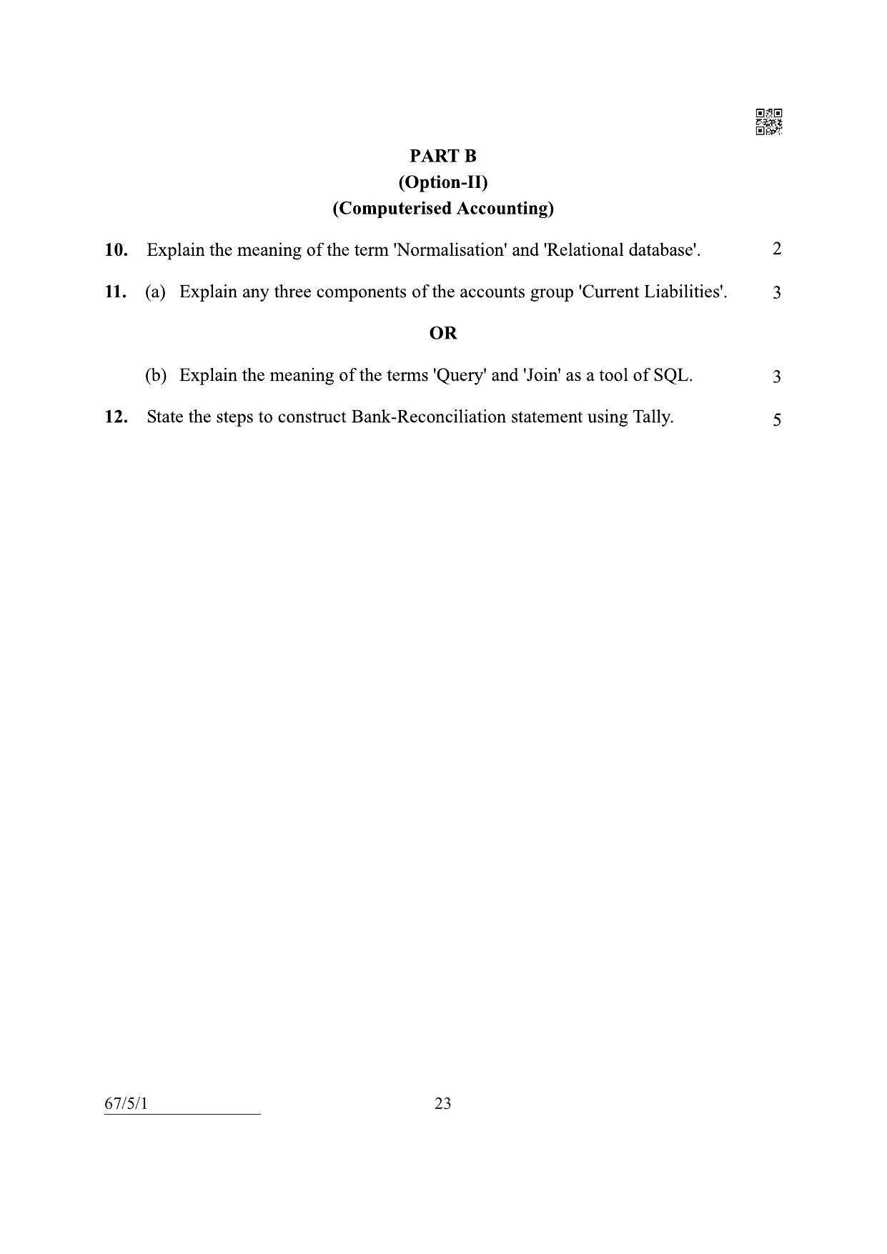 CBSE Class 12 67-5-1 Accountancy 2022 Question Paper - Page 23