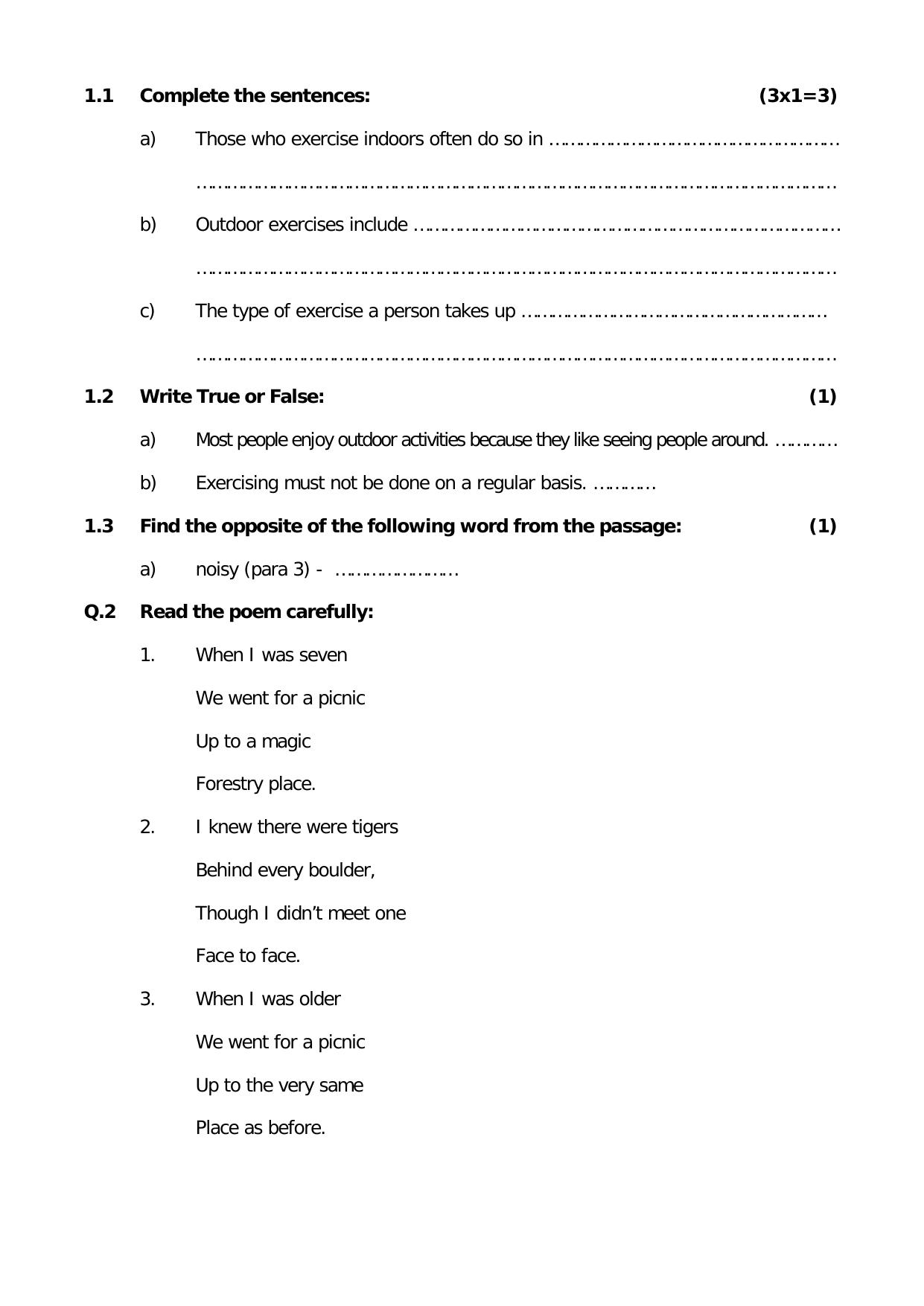 Worksheet for Class 4 English Assignment 9 - Page 2