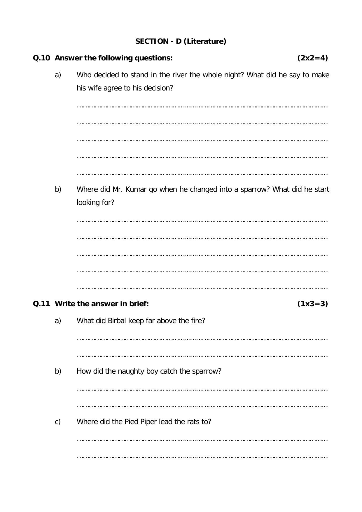 Worksheet for Class 4 English Assignment 9 - Page 8