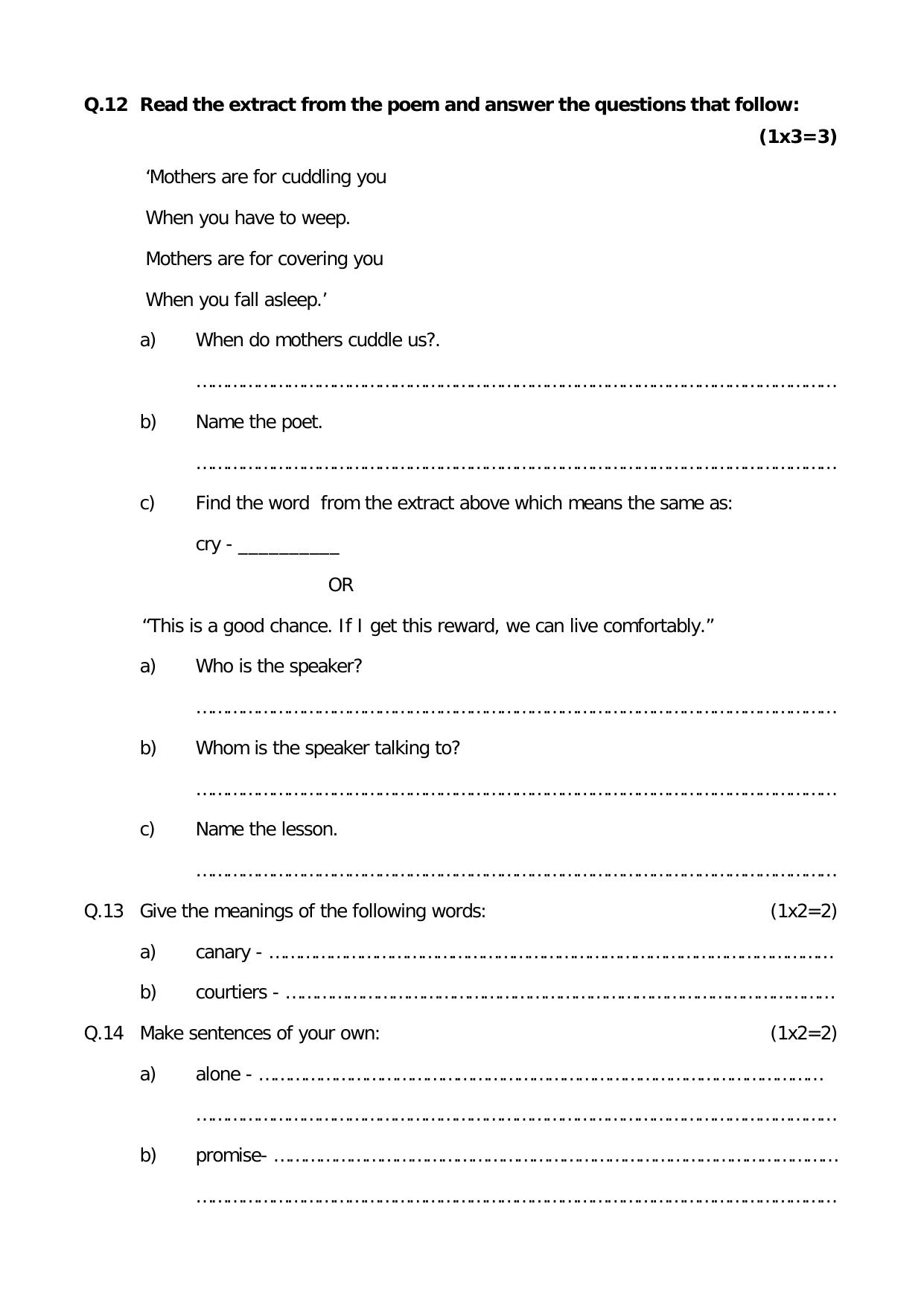 Worksheet for Class 4 English Assignment 9 - Page 9