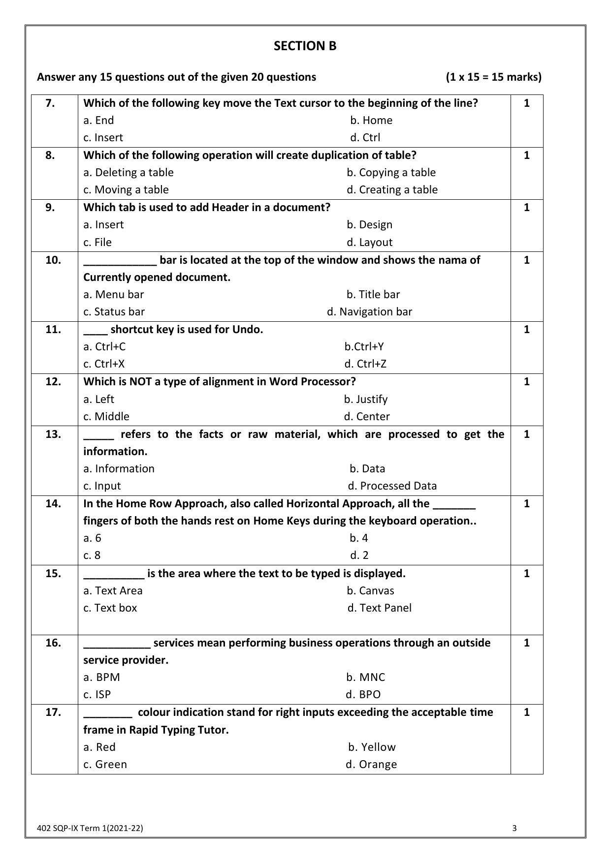 CBSE Class 10 Skill Education (Term I) - Information Technology Sample Paper 2021-22 - Page 3