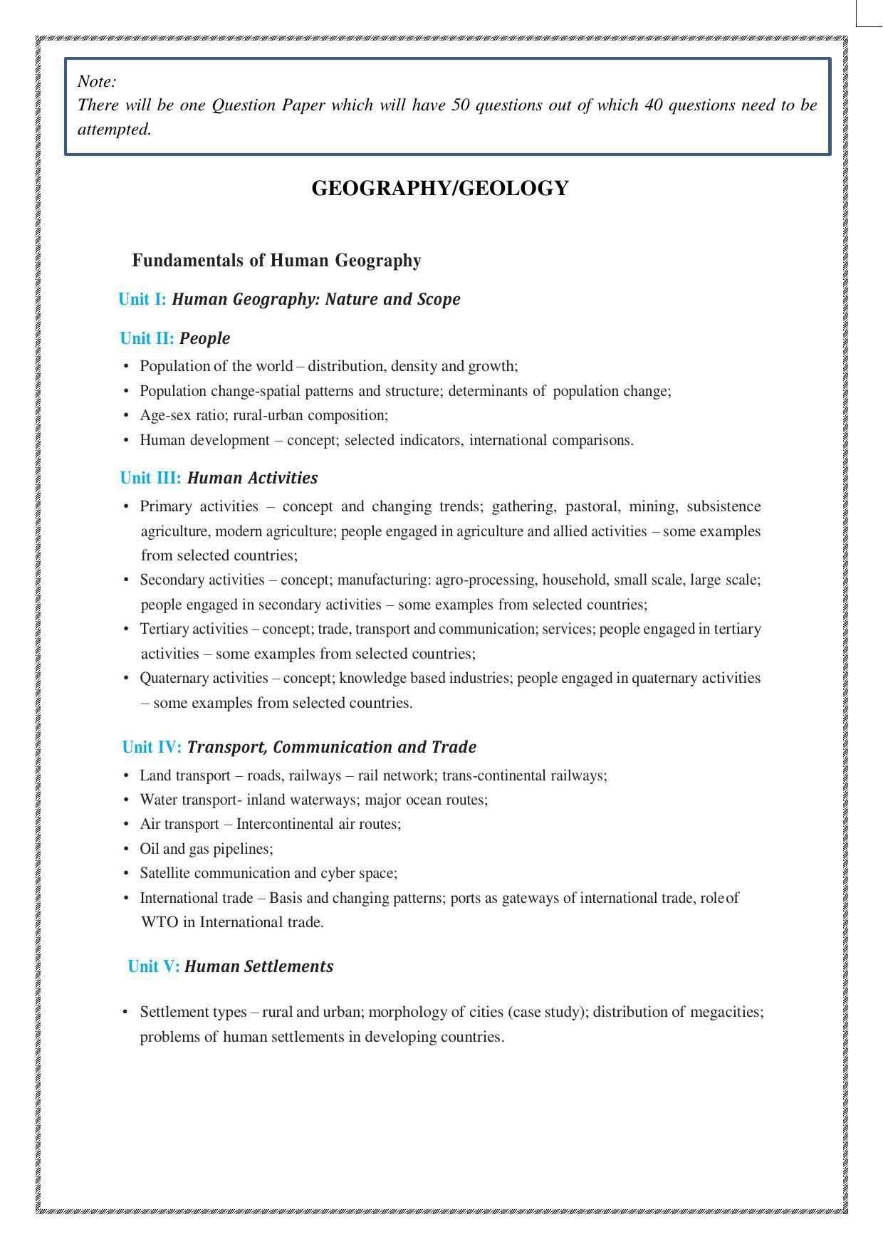 CUET Syllabus for Geography (English) - Page 2