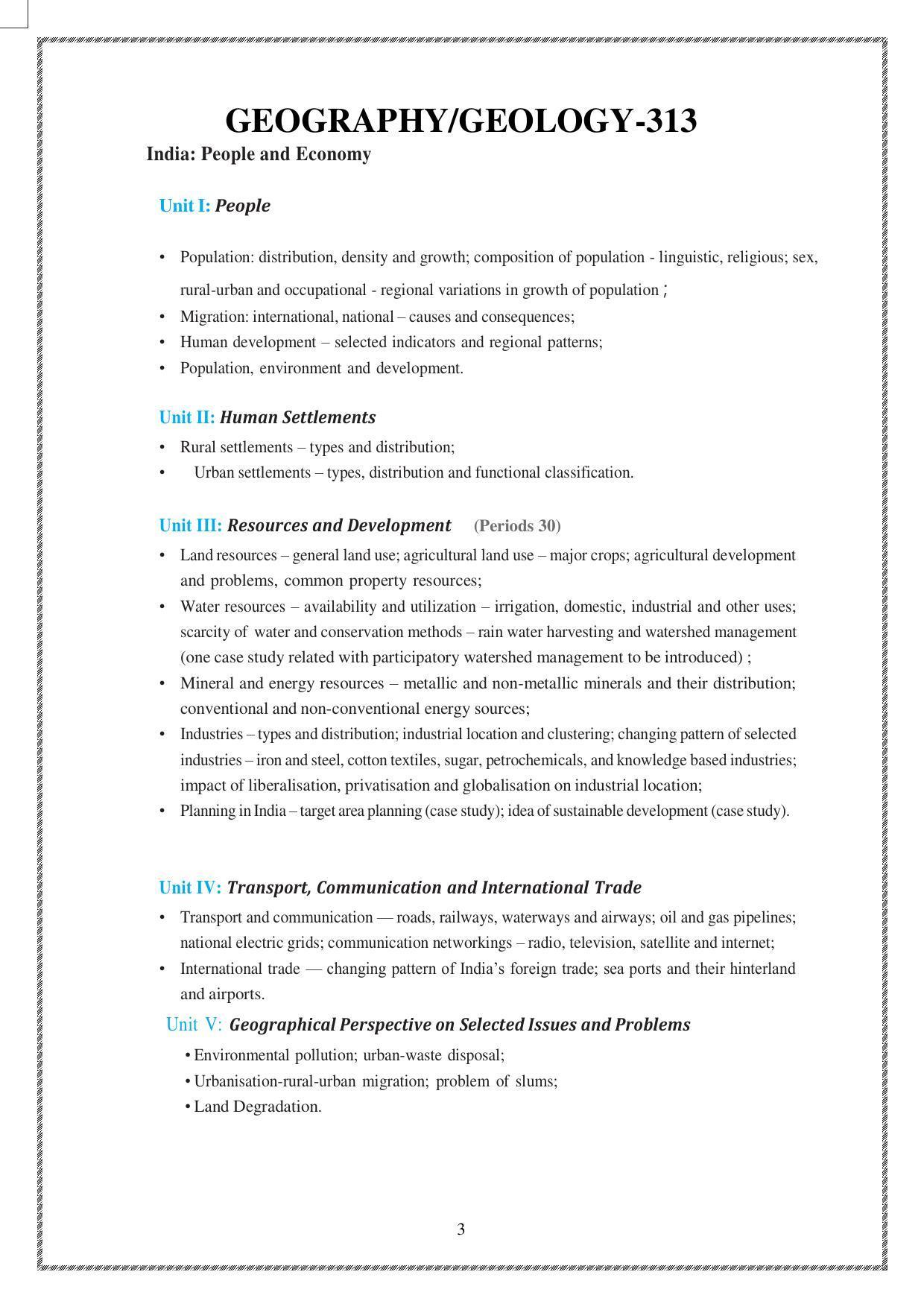 CUET Syllabus for Geography (English) - Page 3