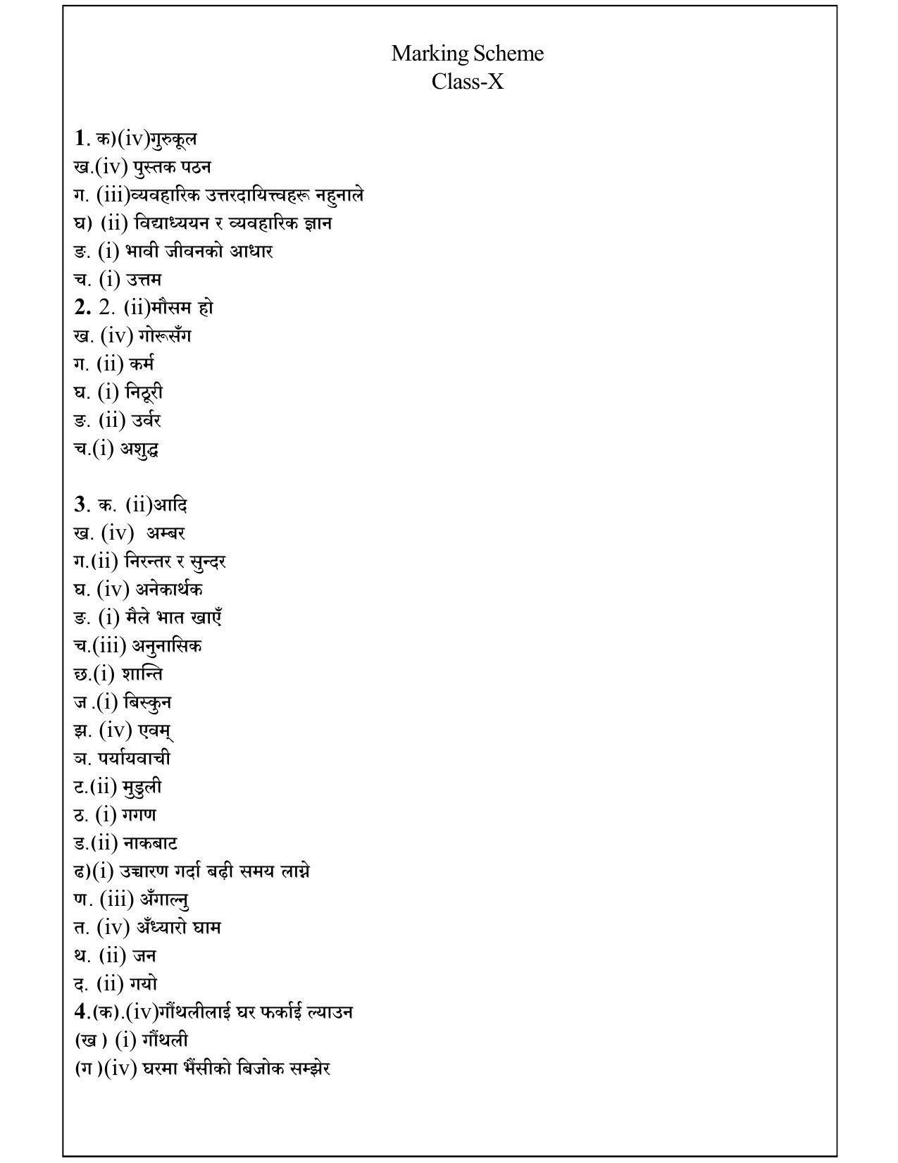 CBSE Class 10 Nepali Marking Scheme and Solutions 2021-22 - Page 1