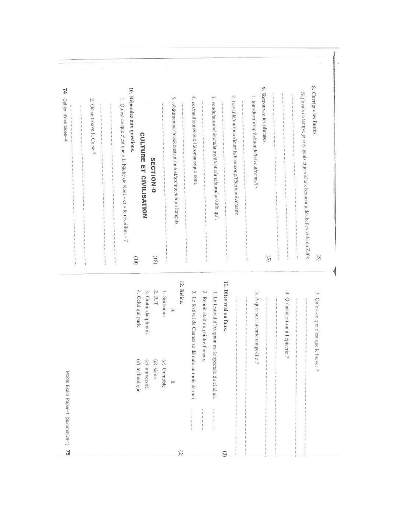 CBSE Worksheets for Class 10 French Assignment 11 - Page 3