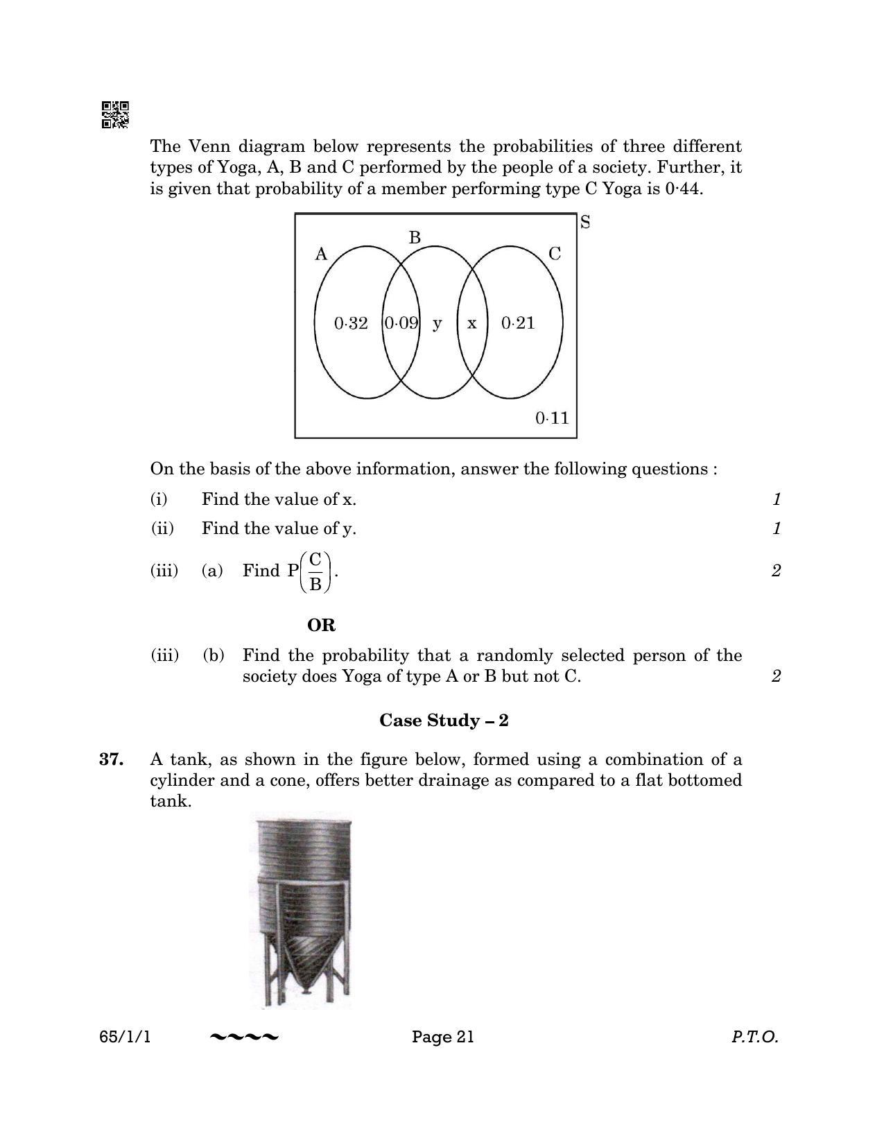 CBSE Class 12 65-1-1 MATHEMATICS 2023 Question Paper - Page 21