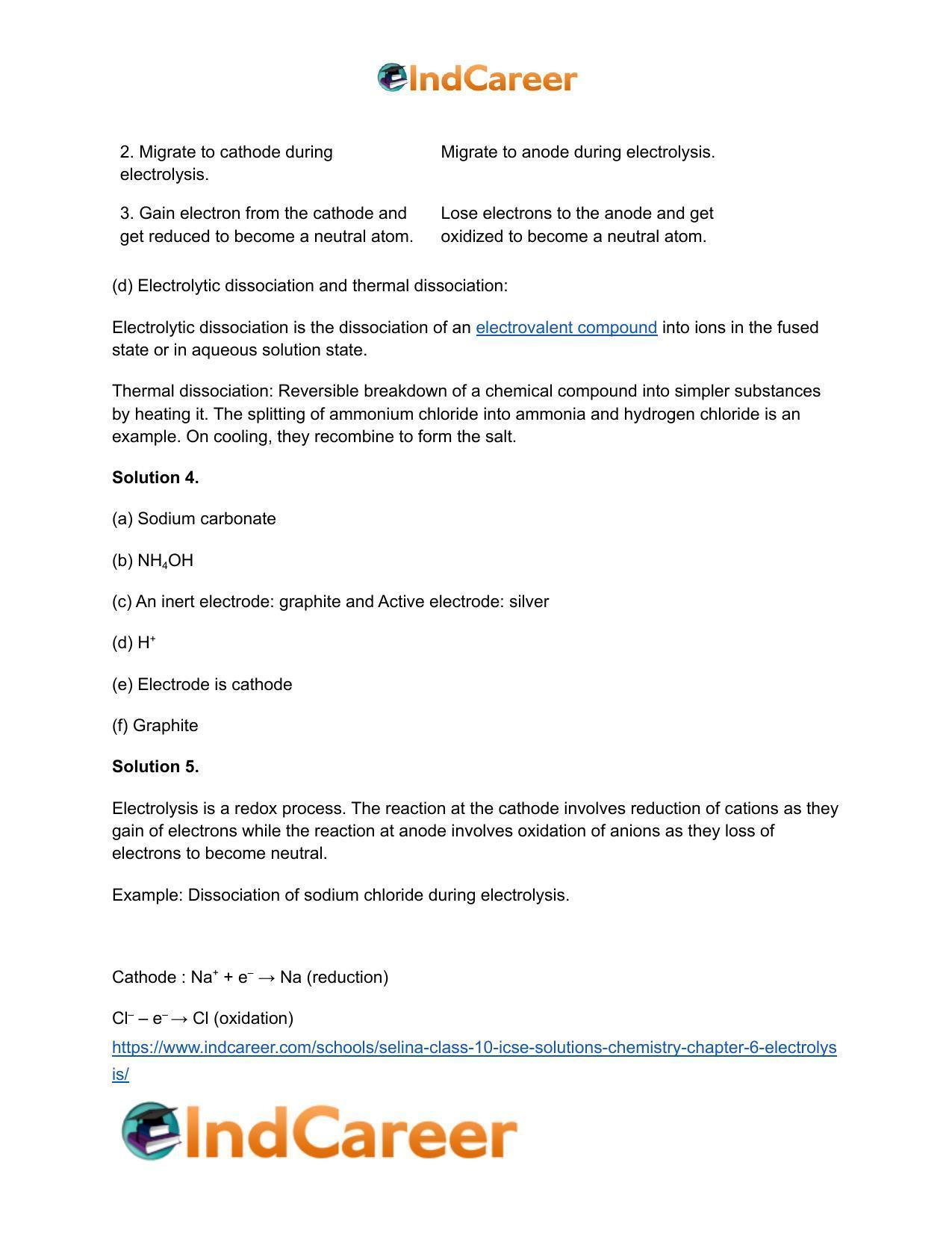 Selina Class 10 ICSE Solutions Chemistry : Chapter 6- Electrolysis - Page 4