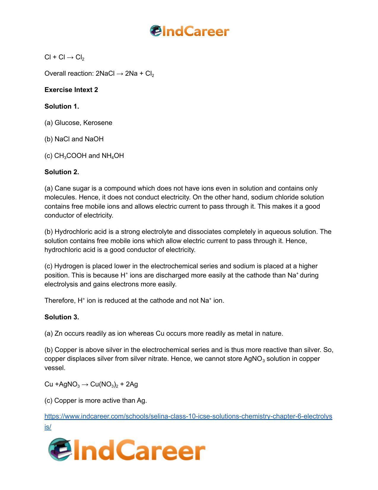 Selina Class 10 ICSE Solutions Chemistry : Chapter 6- Electrolysis - Page 5