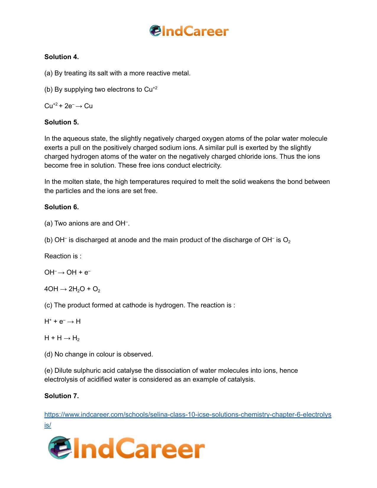 Selina Class 10 ICSE Solutions Chemistry : Chapter 6- Electrolysis - Page 6