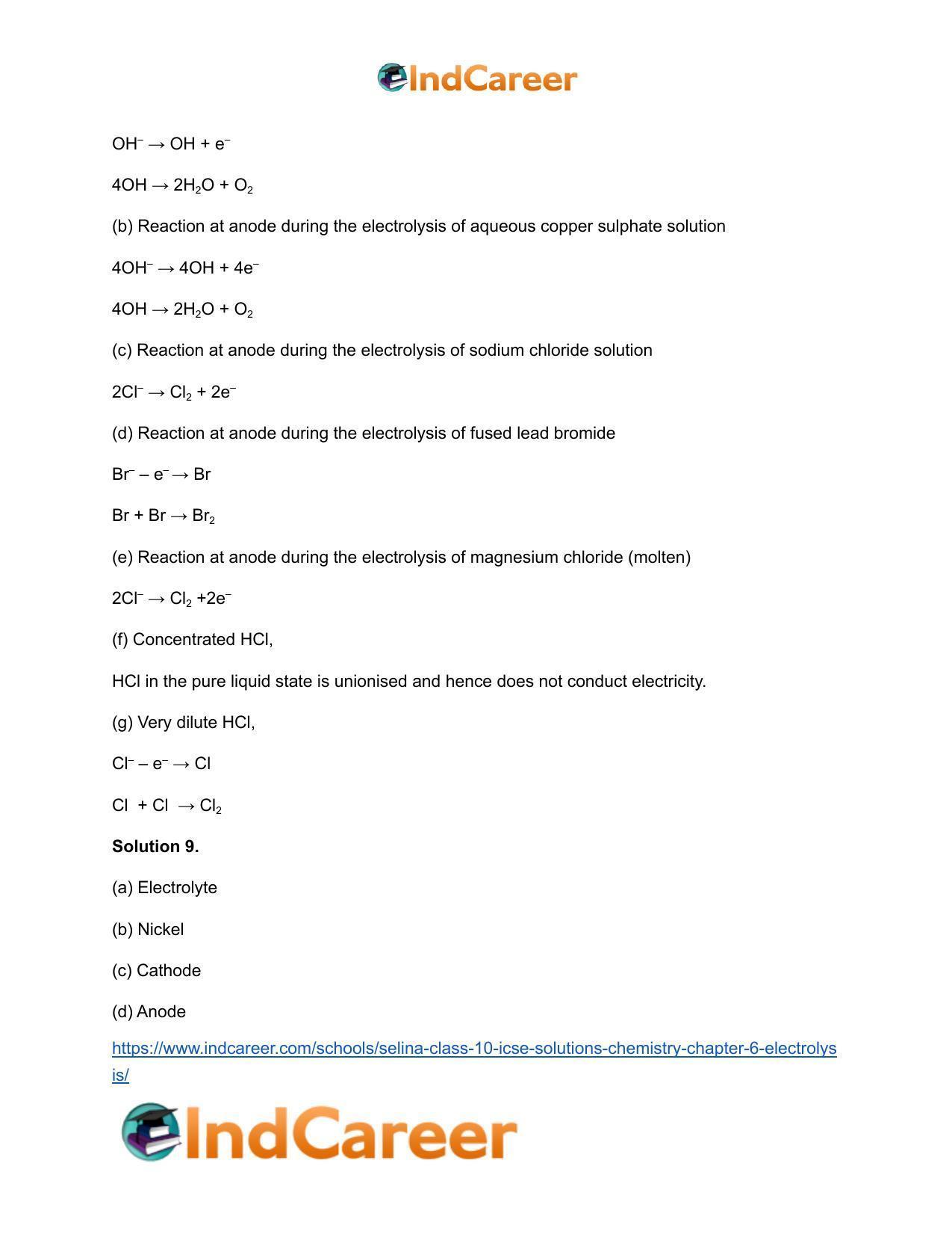 Selina Class 10 ICSE Solutions Chemistry : Chapter 6- Electrolysis - Page 8