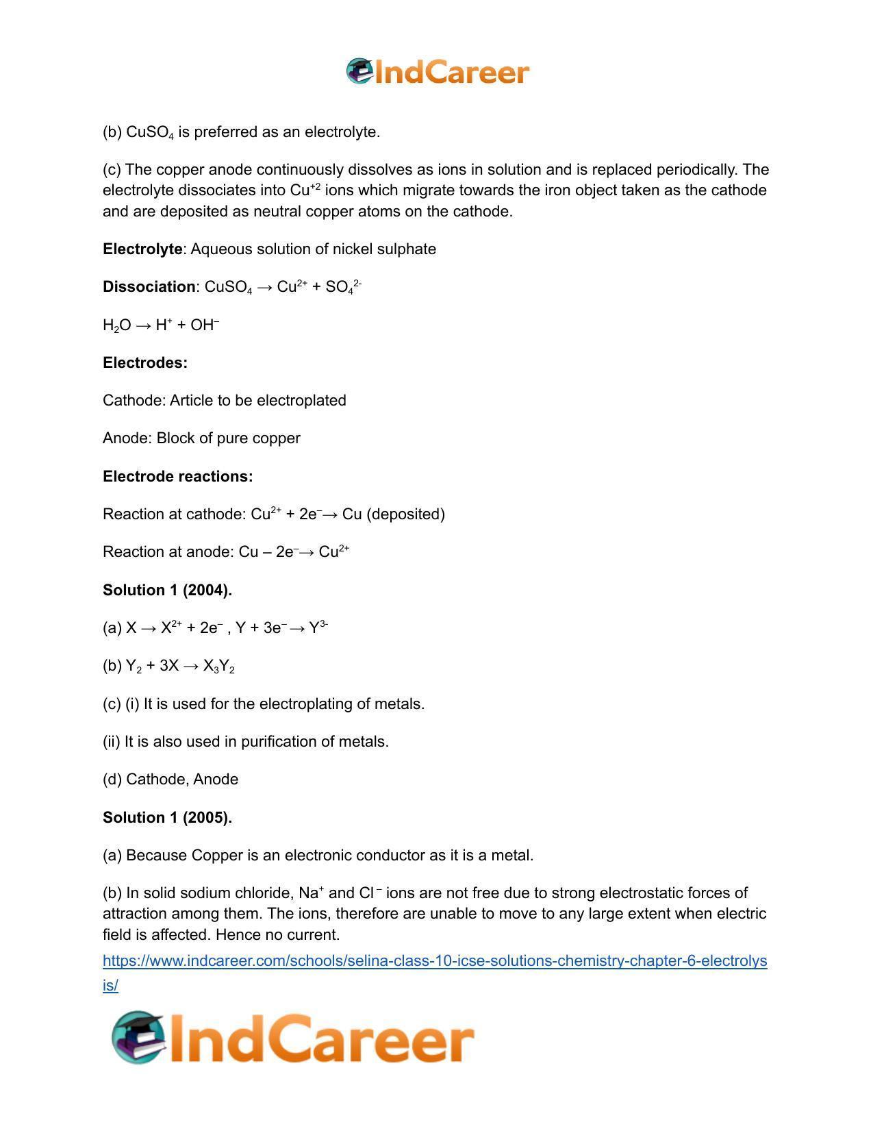 Selina Class 10 ICSE Solutions Chemistry : Chapter 6- Electrolysis - Page 11