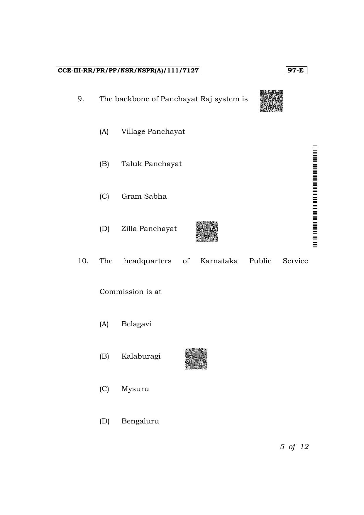 Karnataka SSLC Political Science (English Medium) Exam 3 Question Paper 2024 (A Version) - Page 5