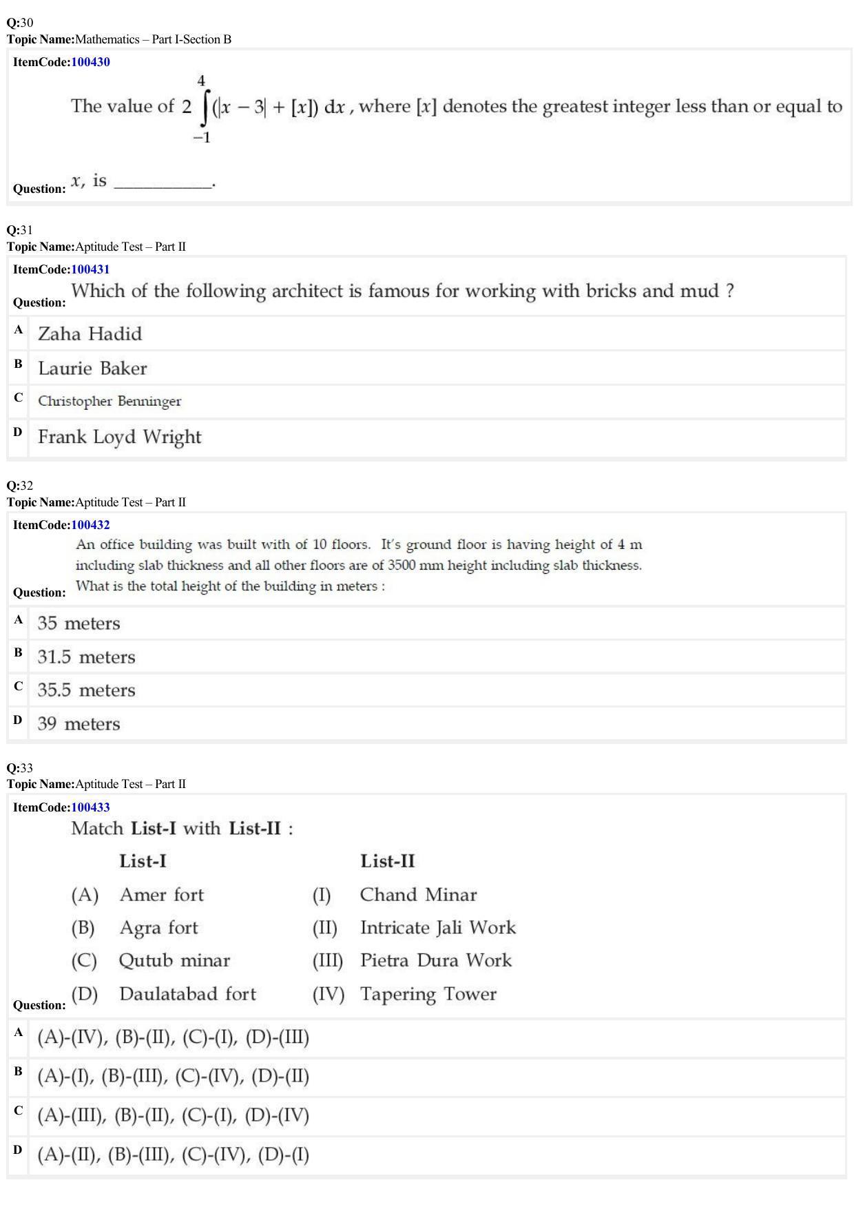 JEE Mains 2022: B Arch & B Planning English (Shift 1) 23-06-2022 Question Paper - Page 9