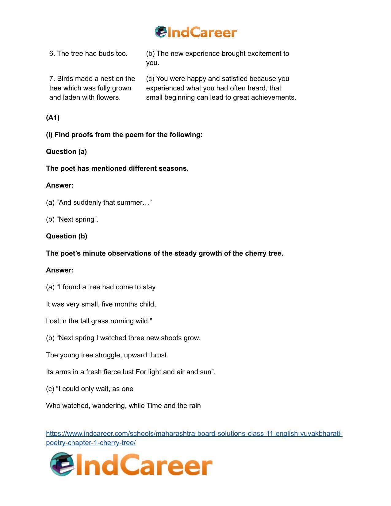Maharashtra Board Solutions Class 11-English Yuvakbharati (Poetry): Chapter 1- Cherry Tree - Page 4
