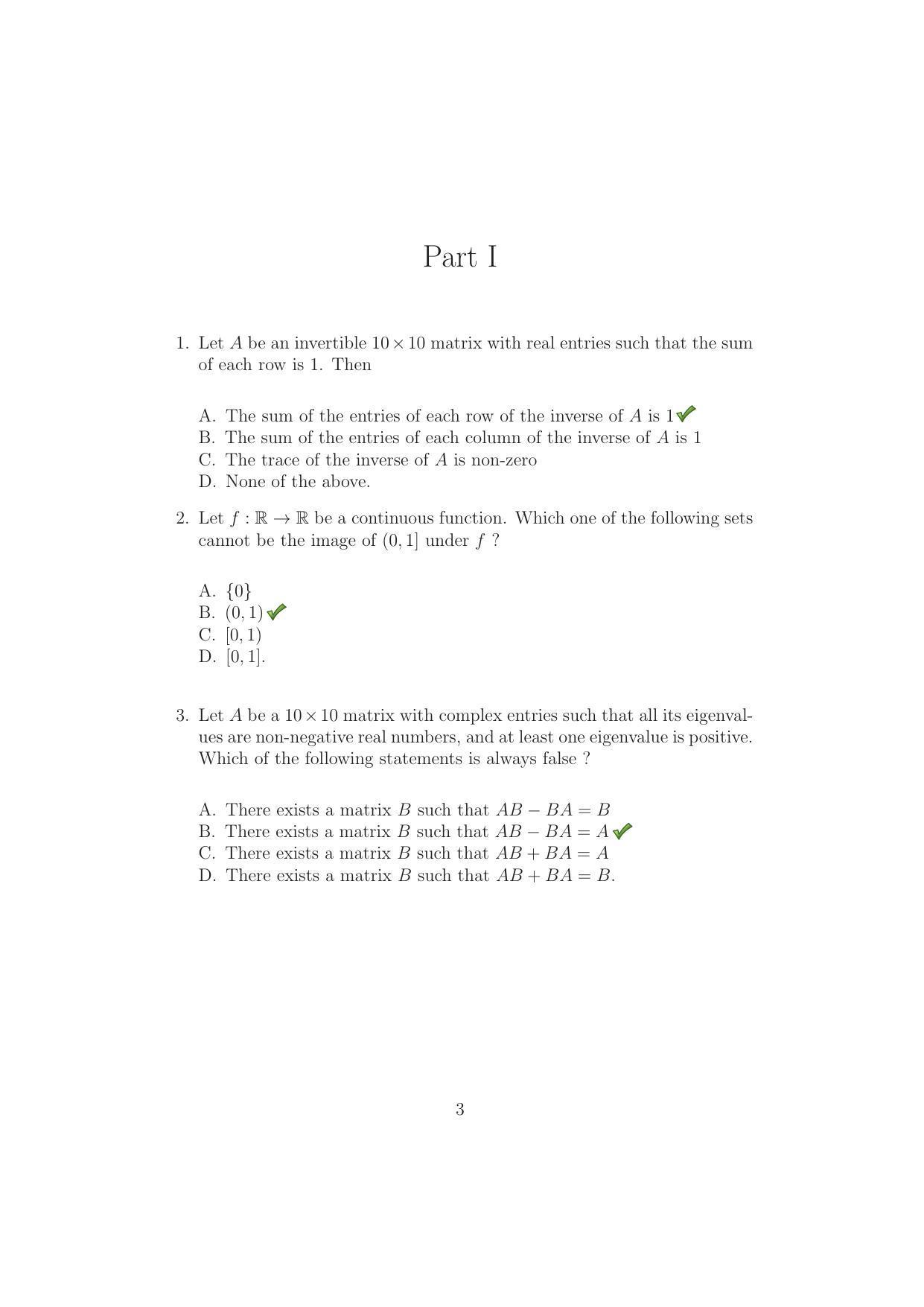 TIFR GS 2015 Mathematics Question Paper - Page 3