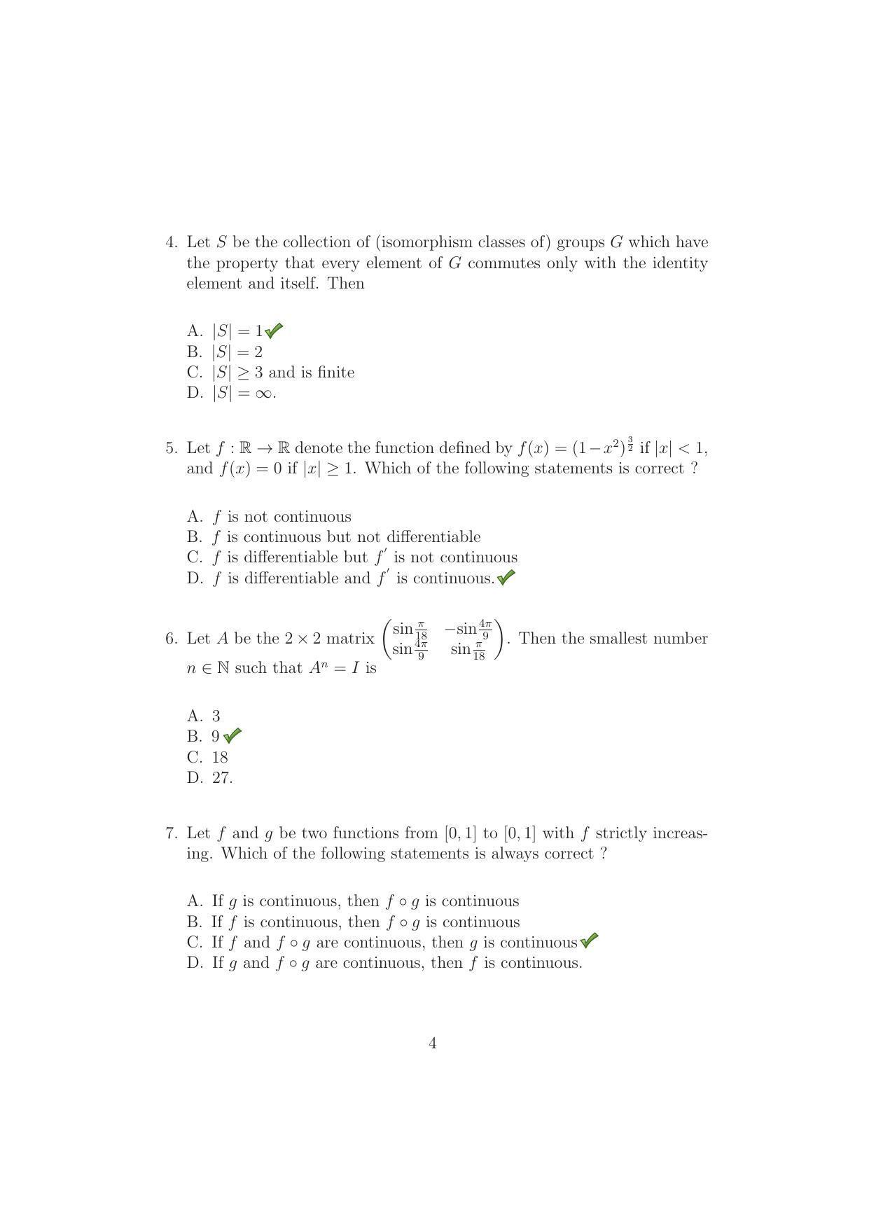 TIFR GS 2015 Mathematics Question Paper - Page 4
