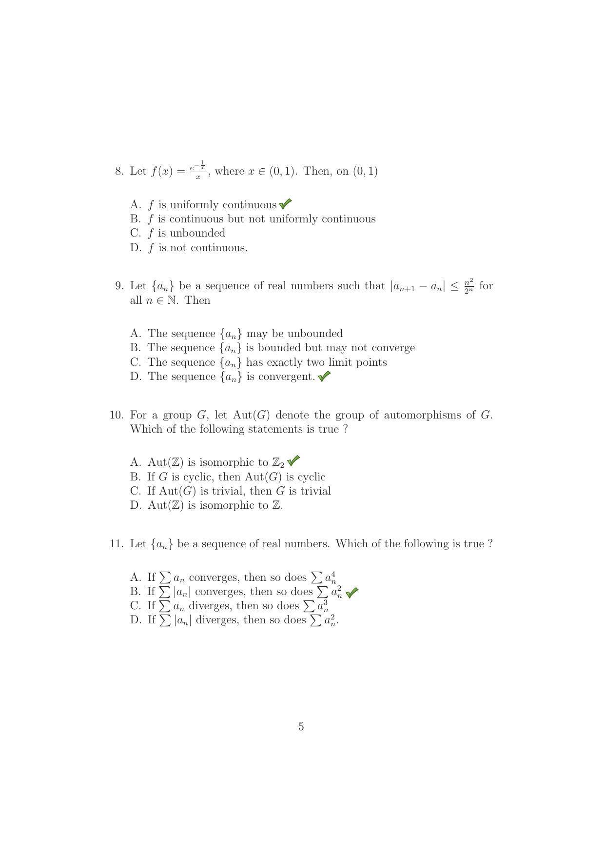 TIFR GS 2015 Mathematics Question Paper - Page 5