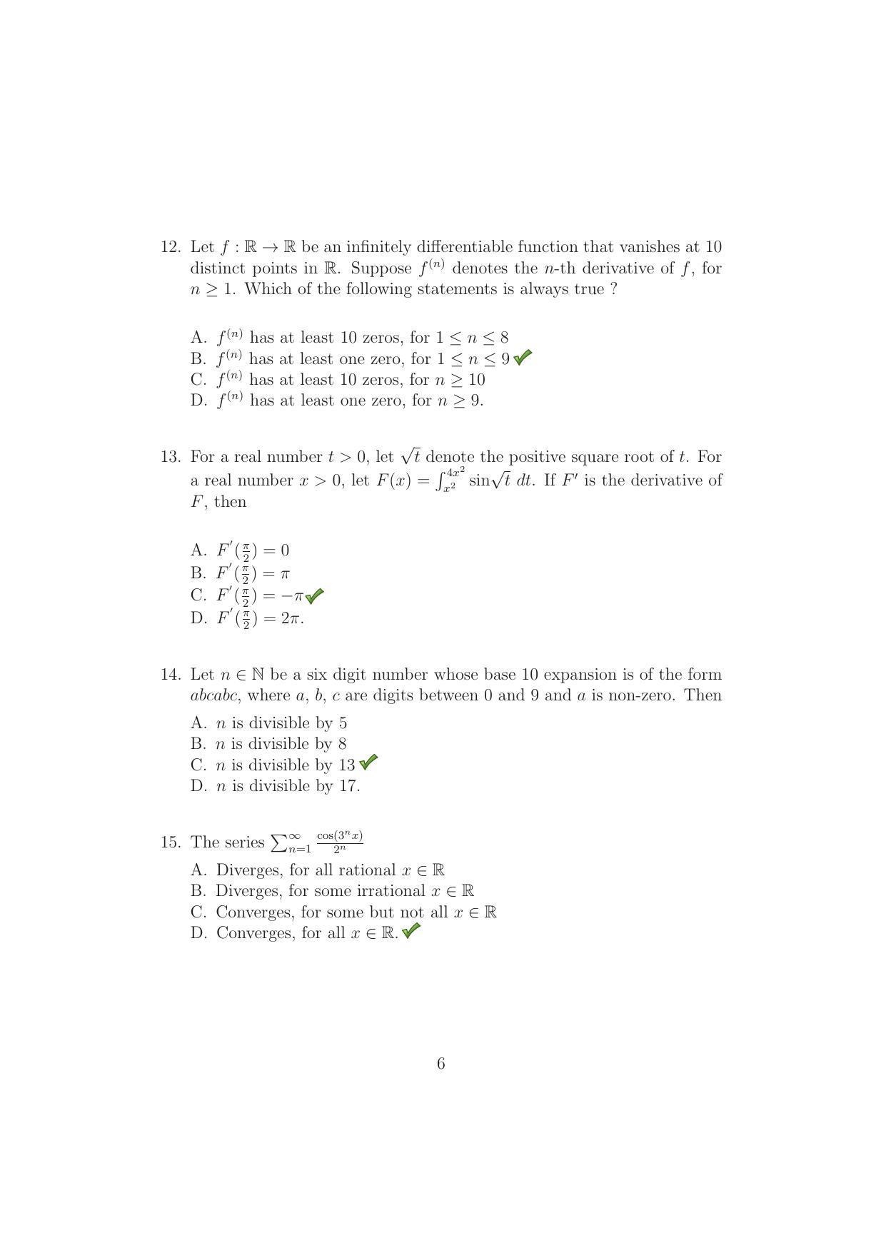 TIFR GS 2015 Mathematics Question Paper - Page 6