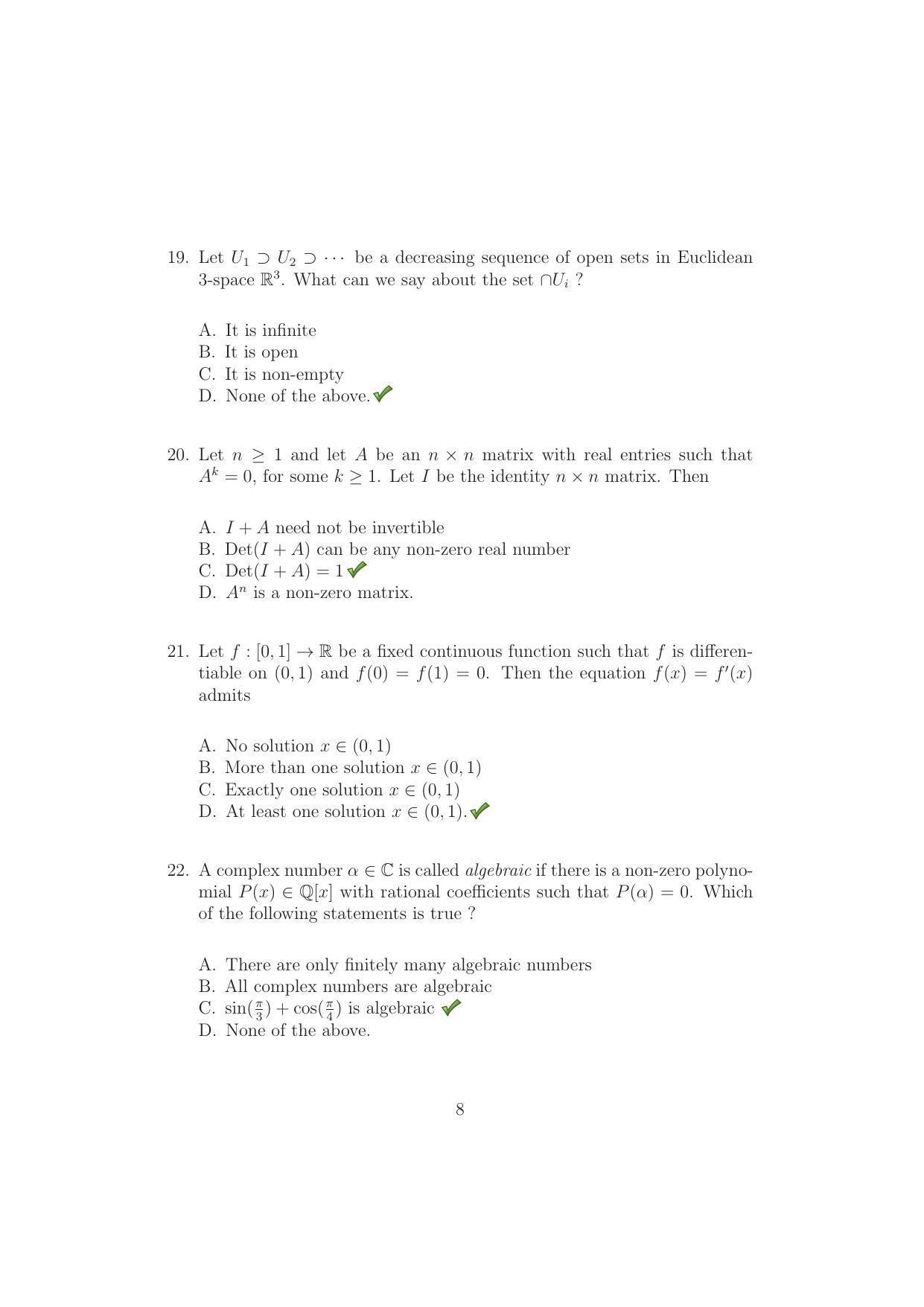 TIFR GS 2015 Mathematics Question Paper - Page 8