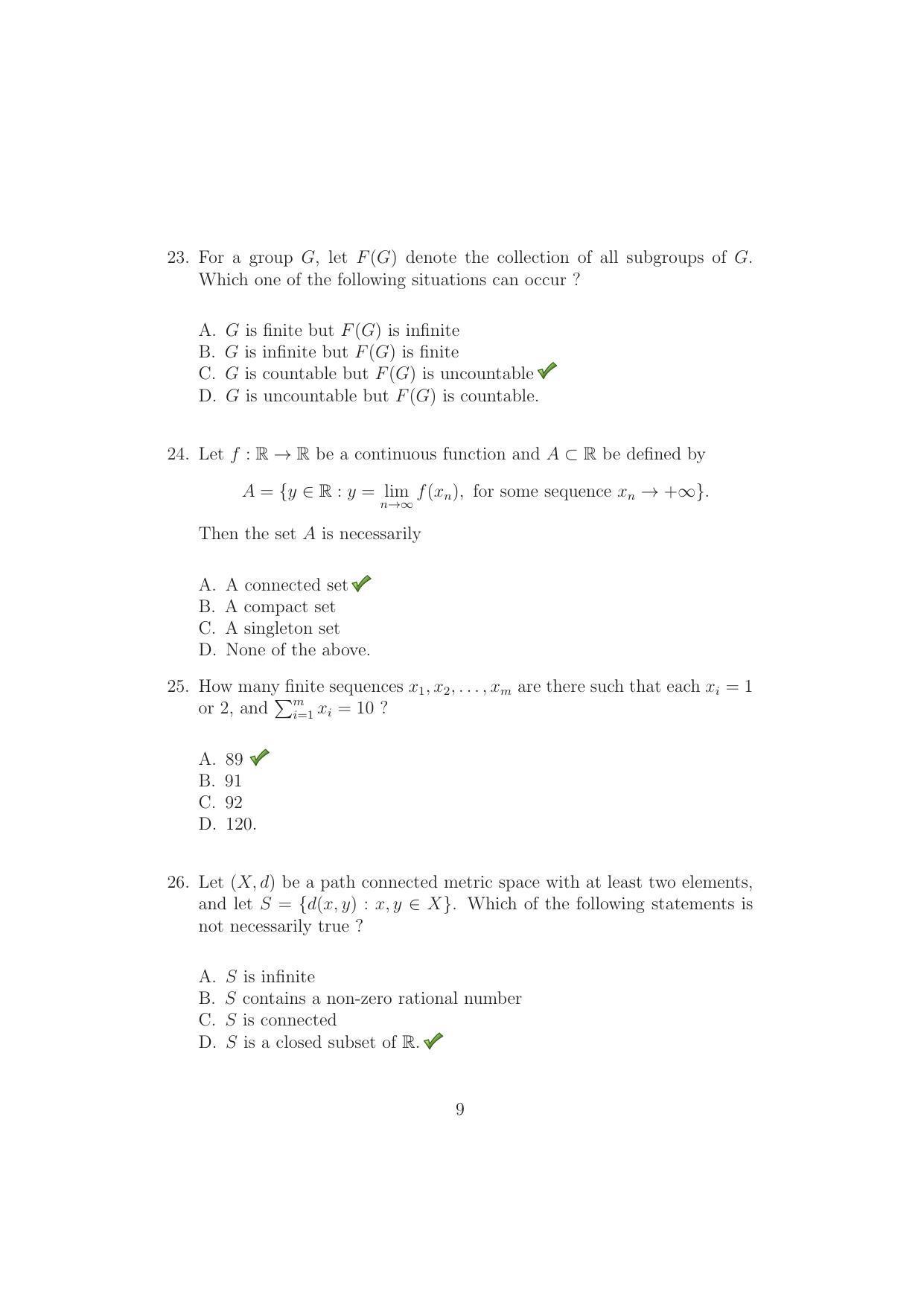 TIFR GS 2015 Mathematics Question Paper - Page 9