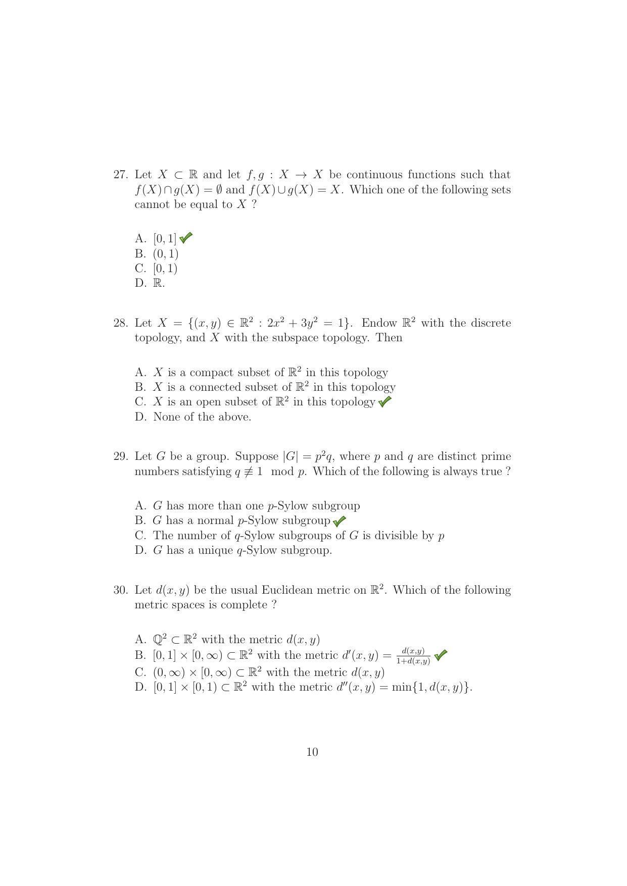 TIFR GS 2015 Mathematics Question Paper - Page 10