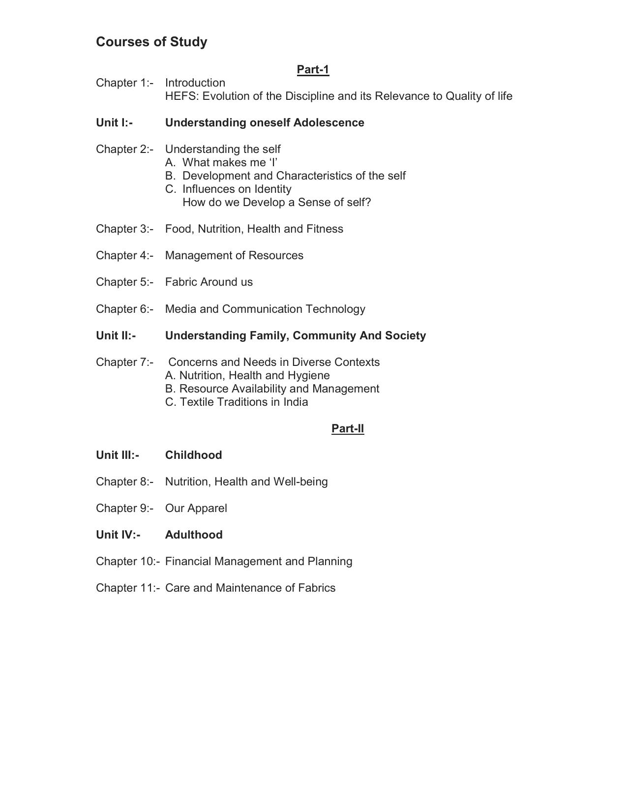 HP Board Class 11th Syllabus for Human Ecology & Family Science - Page 2