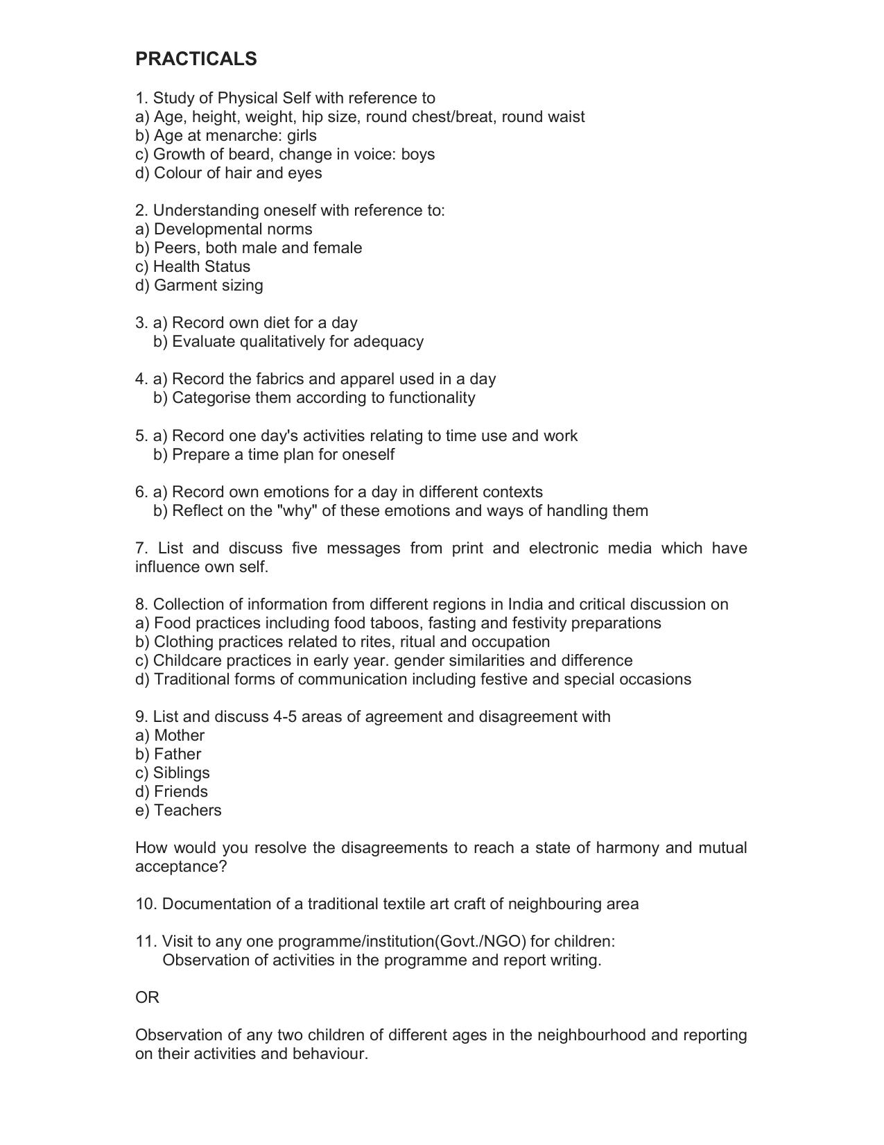 HP Board Class 11th Syllabus for Human Ecology & Family Science - Page 3