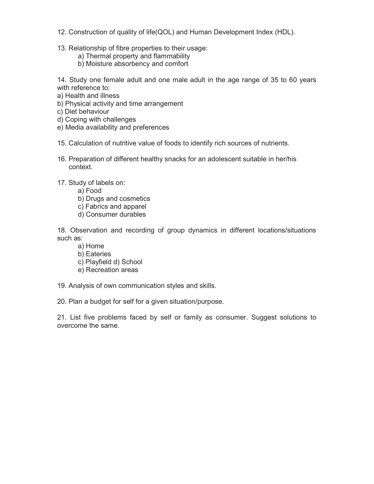 HP Board Class 11th Syllabus for Human Ecology & Family Science - Page 4