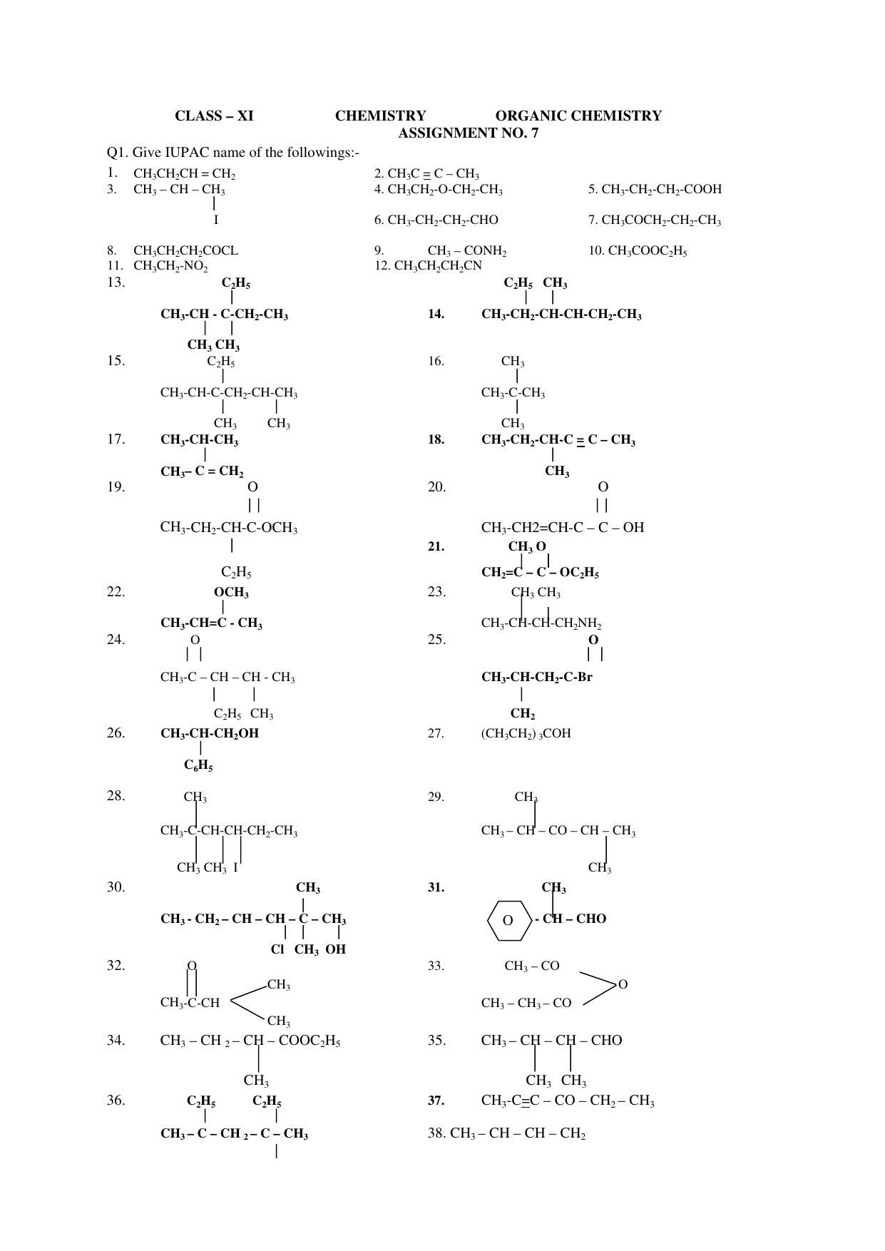 CBSE Worksheets for Class 11 Chemistry Assignment 8 - Page 1