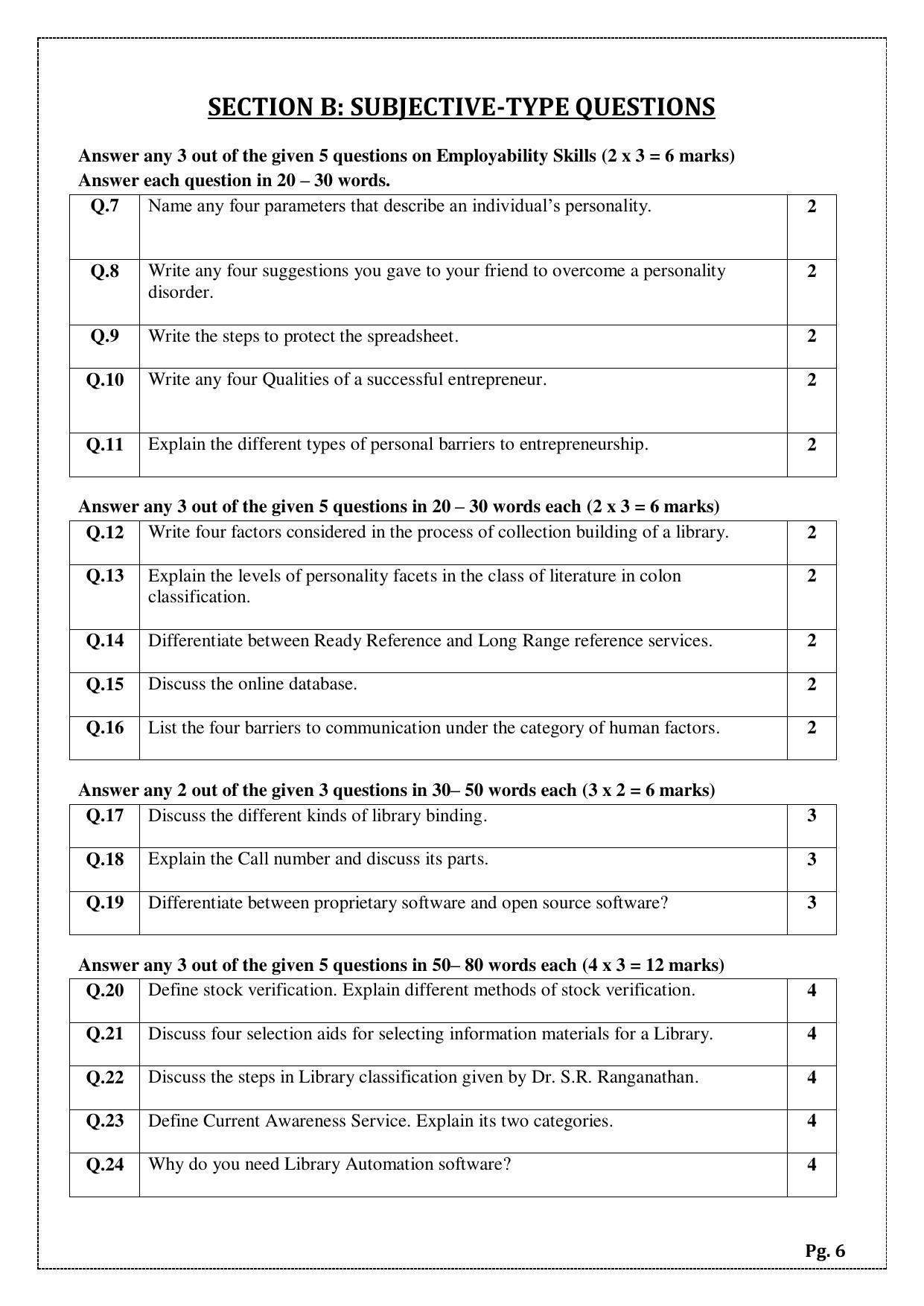 CBSE Class 10 Library & Information Science (Skill Education) Sample Papers 2023 - Page 6