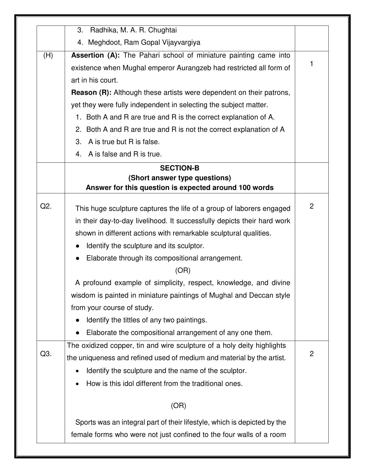 CBSE Class 12 Sculpture Sample Question Paper 2024-25 - Page 3