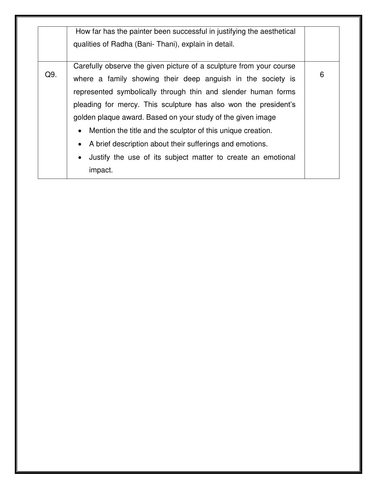 CBSE Class 12 Sculpture Sample Question Paper 2024-25 - Page 6