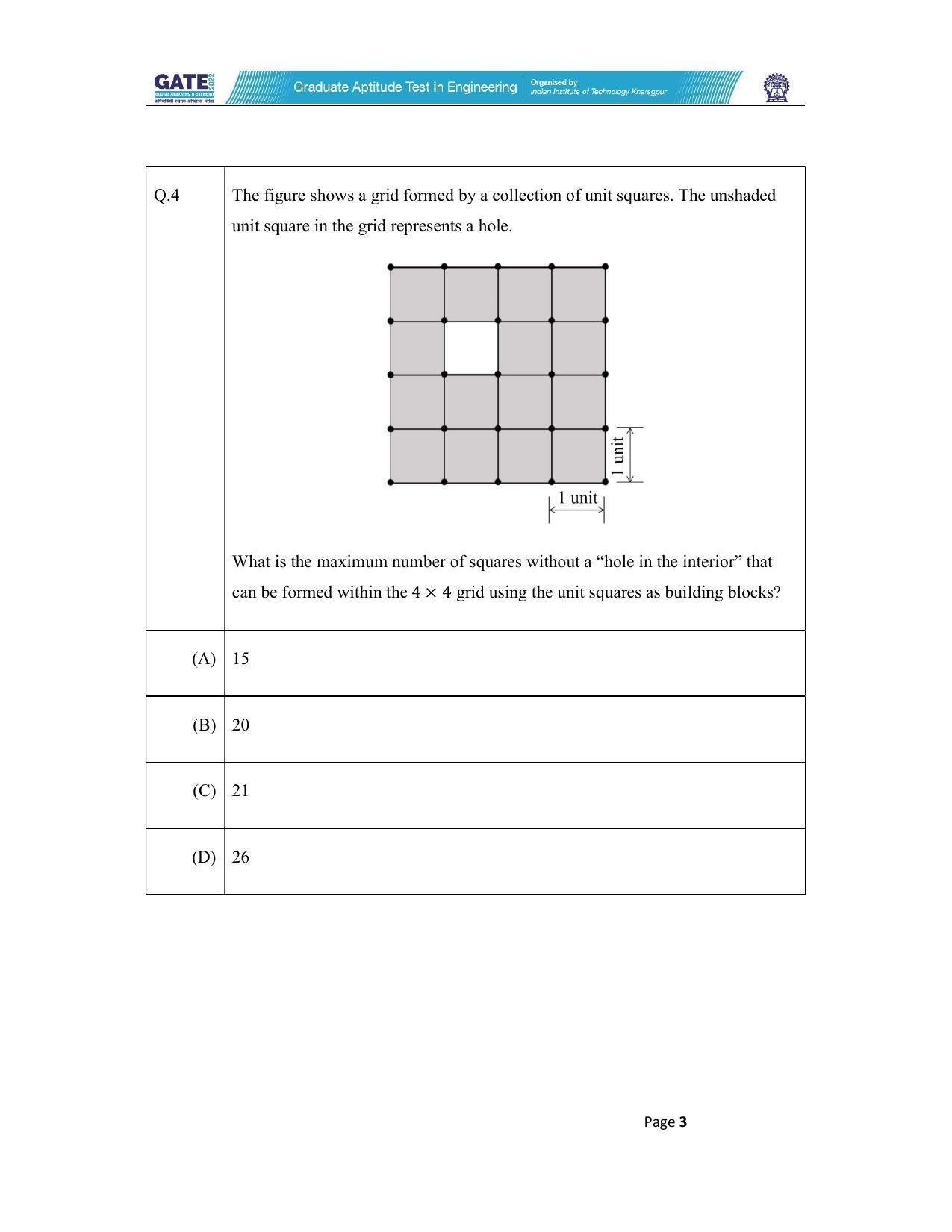 GATE 2022 Environmental Science & Engineering (ES) Question Paper - Page 3