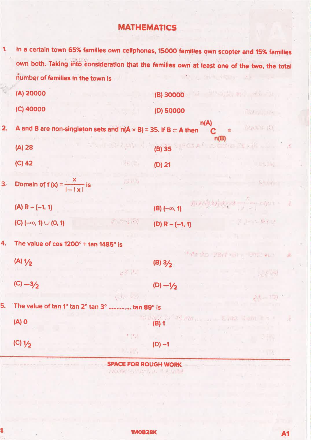 KCET 2021 Mathematics Question Paper - Page 4