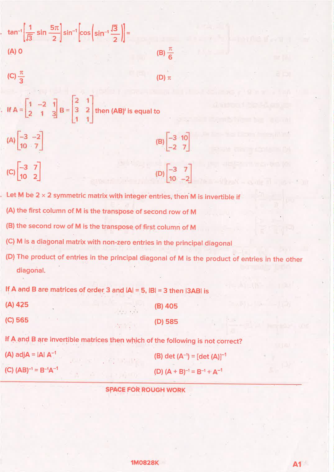 KCET 2021 Mathematics Question Paper - Page 12