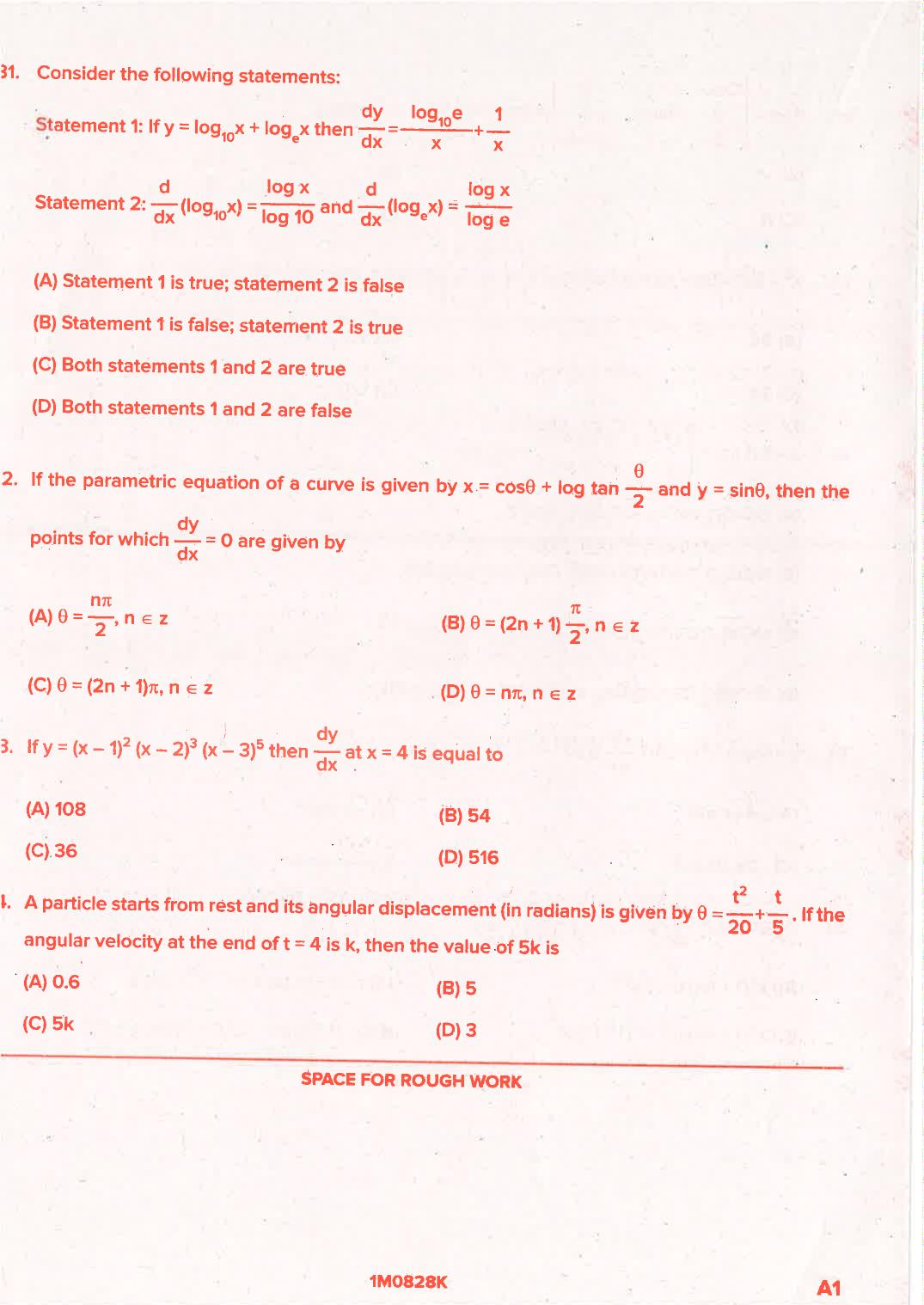 KCET 2021 Mathematics Question Paper - Page 16