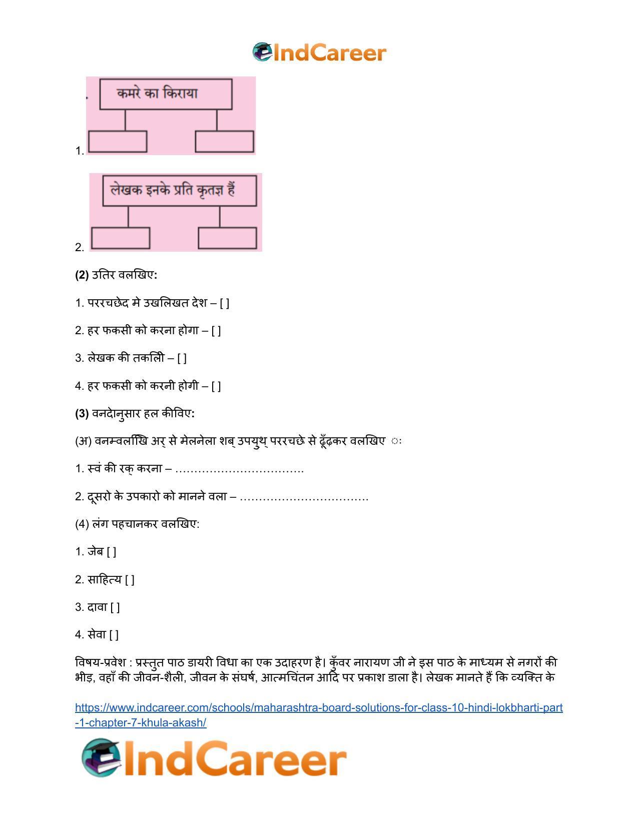 Maharashtra Board Solutions for Class 10- Hindi Lokbharti (Part 1): Chapter 7- खुला आकाश - Page 16